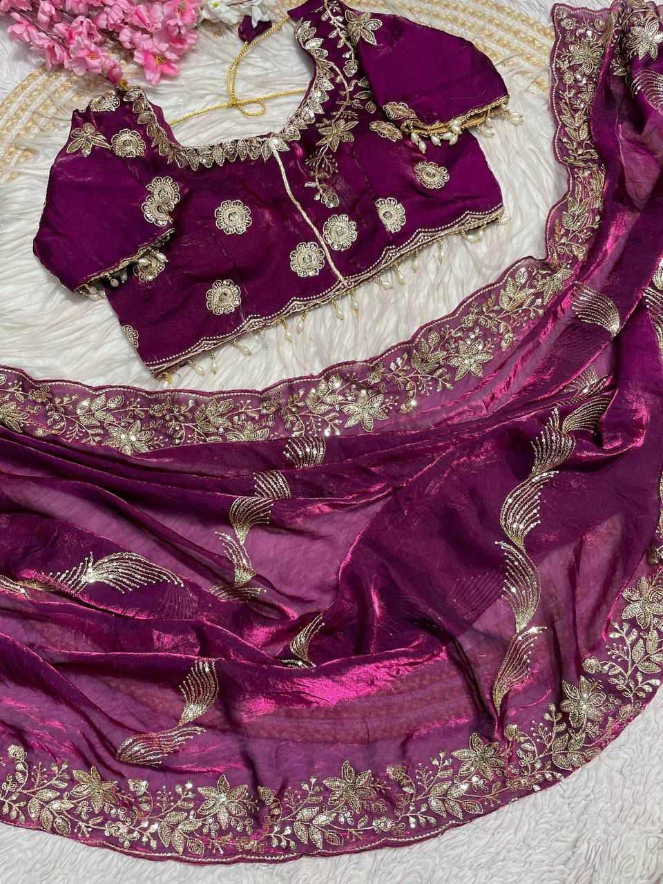 Satin Sequence Saree