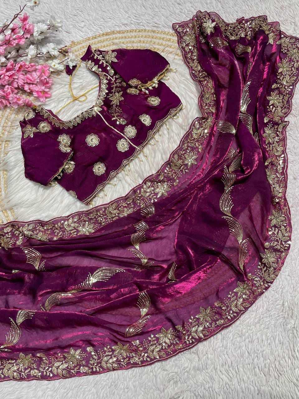 Satin Sequence Saree