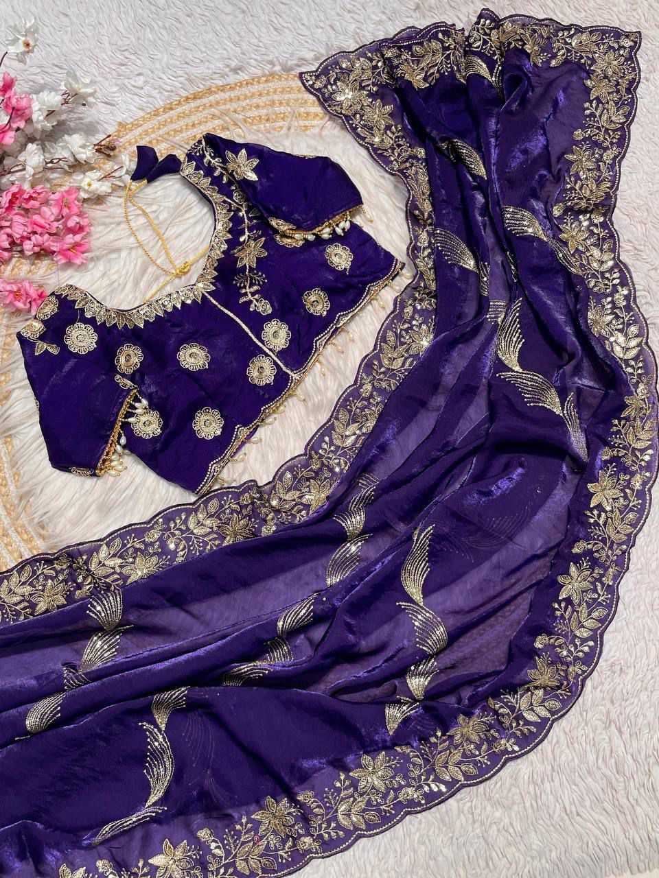 Satin Sequence Saree