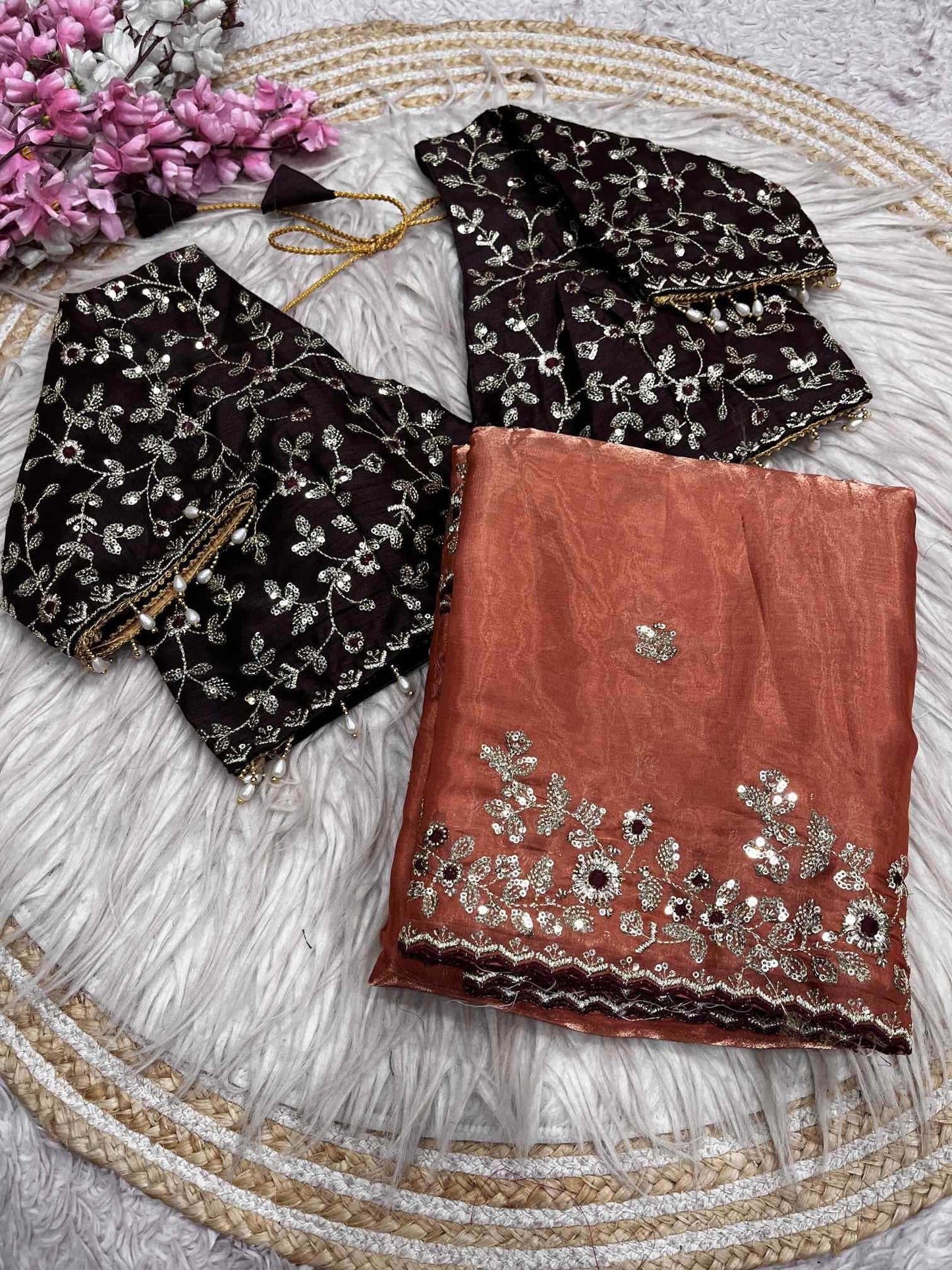 Satin Sequence Saree