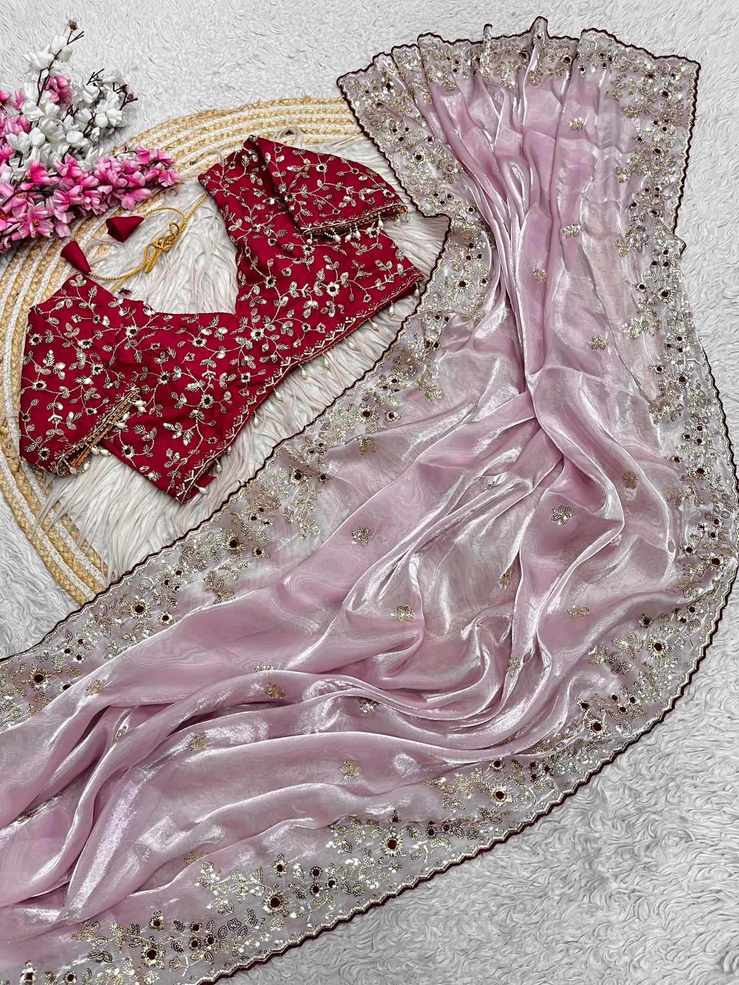 Satin Sequence Saree