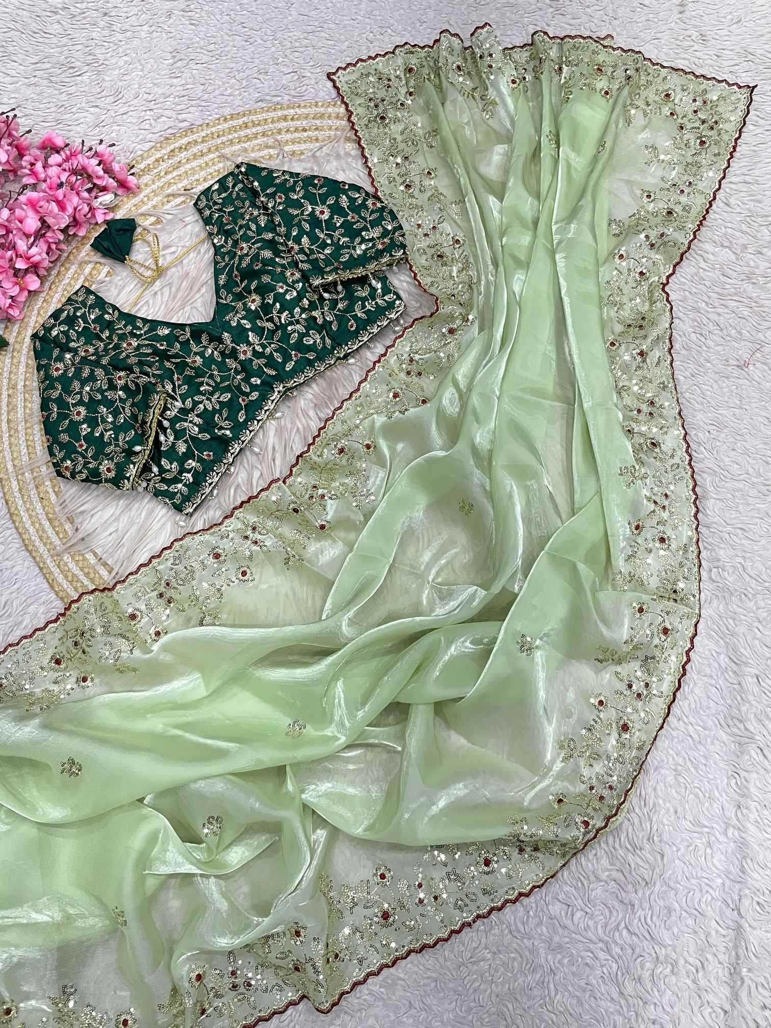 Satin Sequence Saree