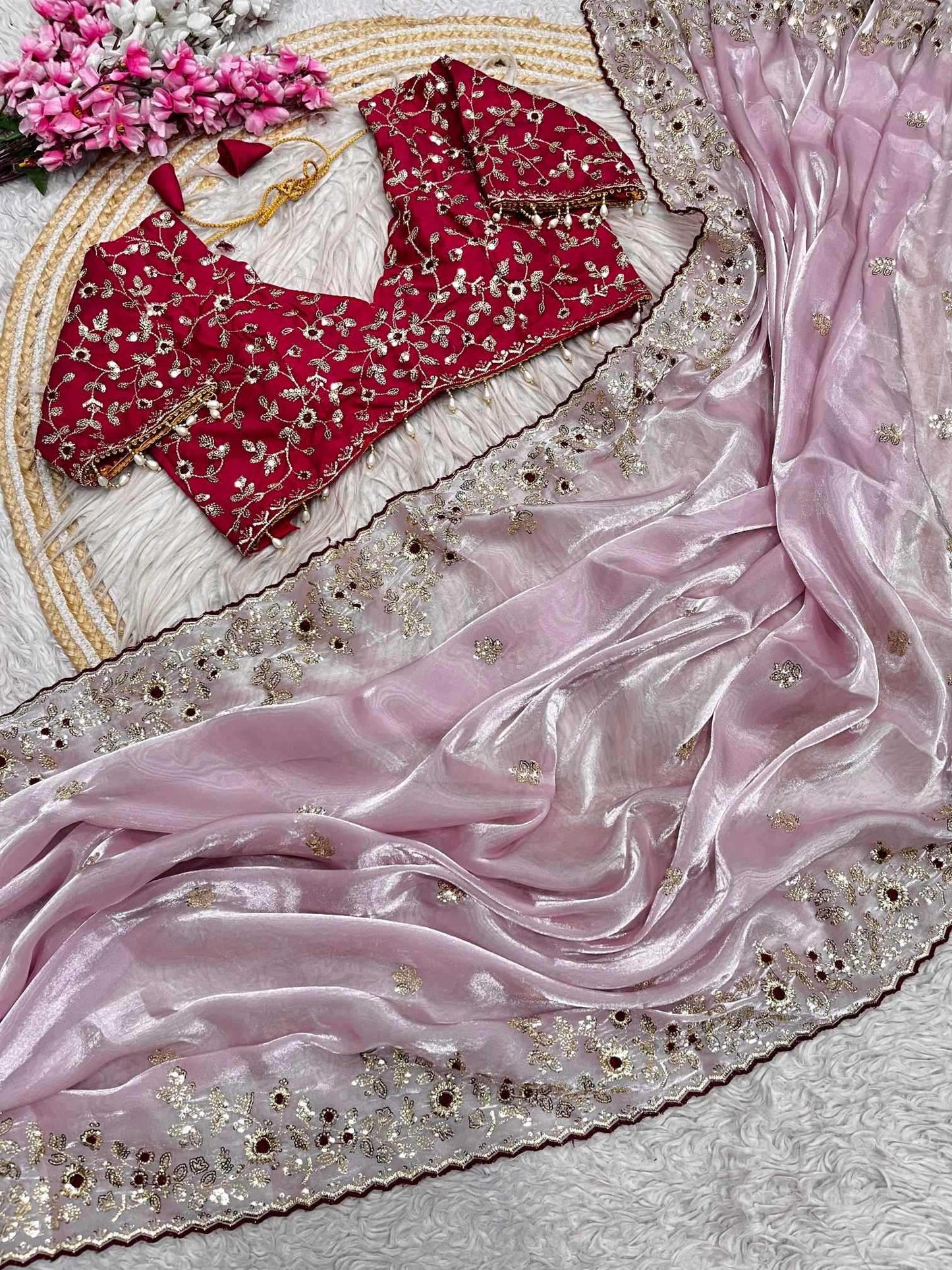Satin Sequence Saree