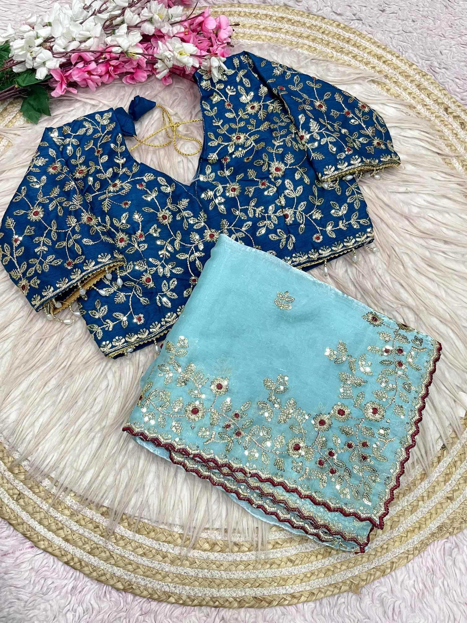 Satin Sequence Saree