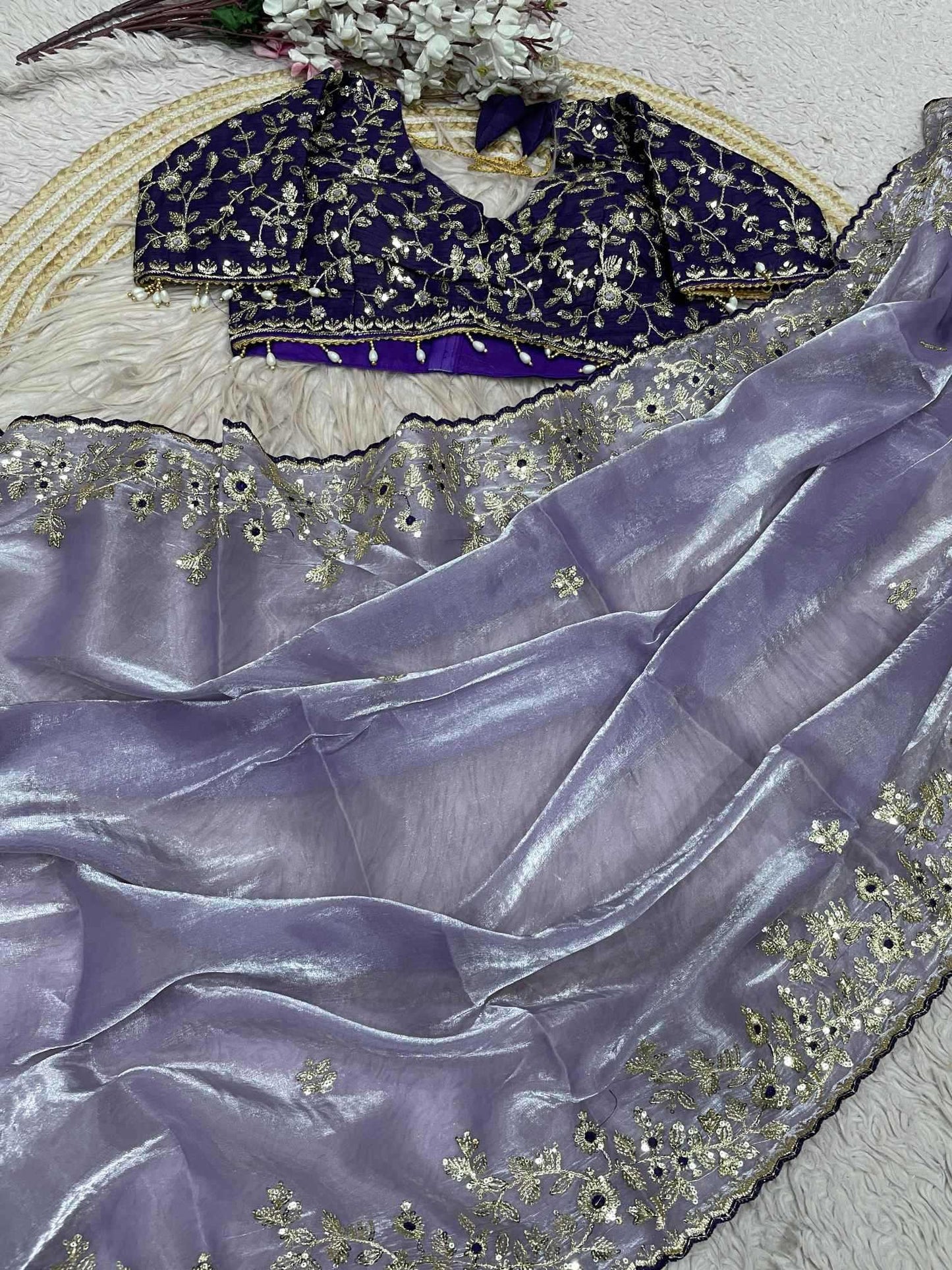 Satin Sequence Saree