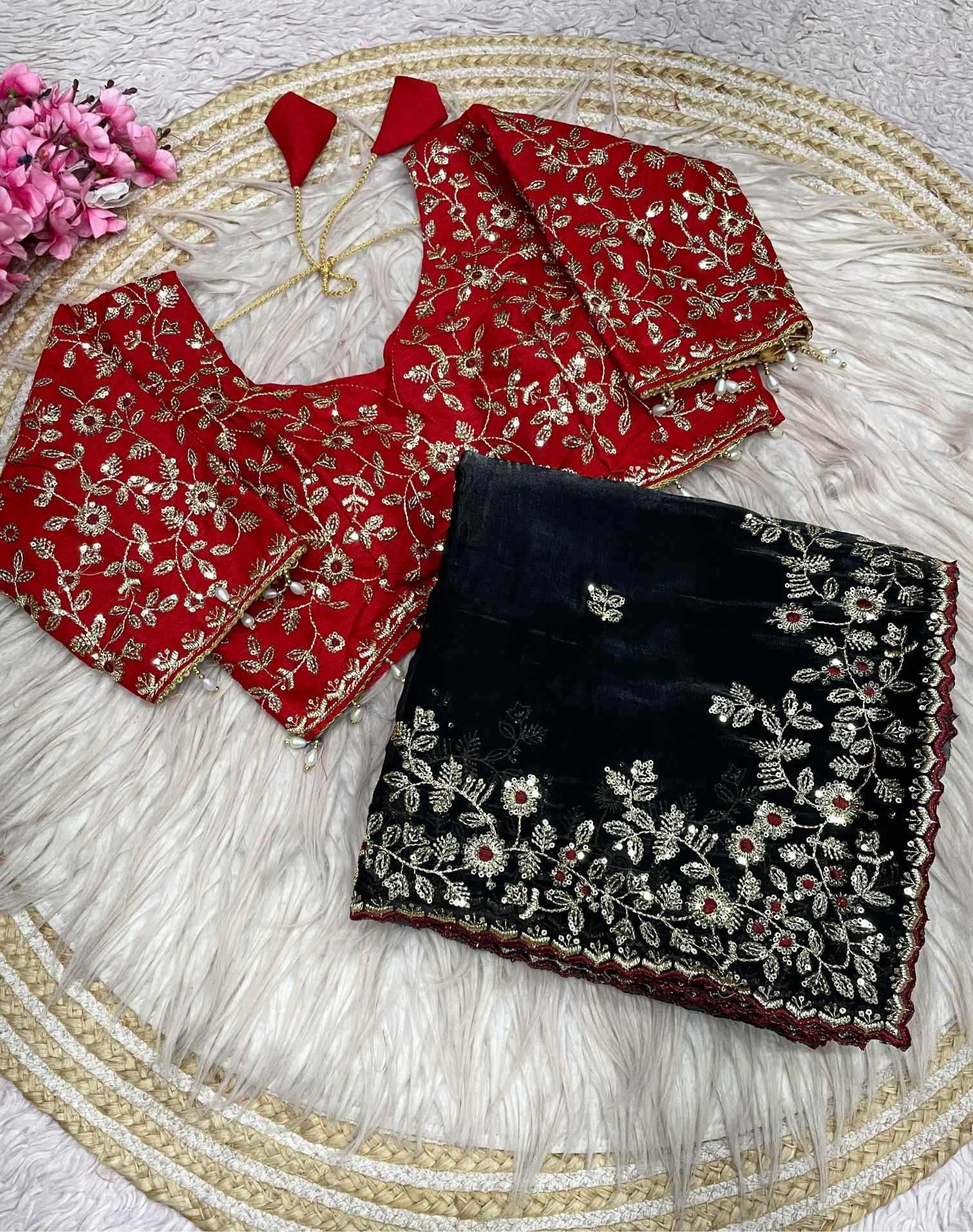 Satin Sequence Saree