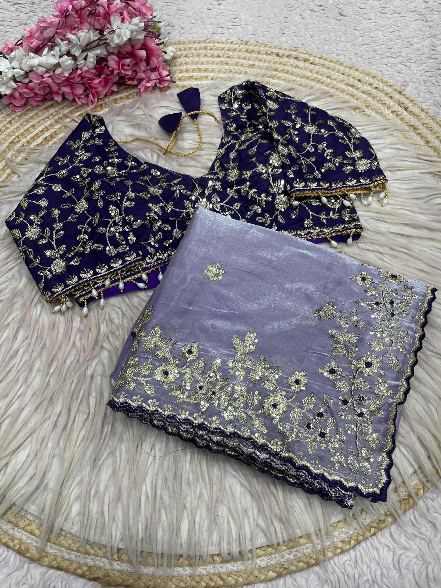 Satin Sequence Saree