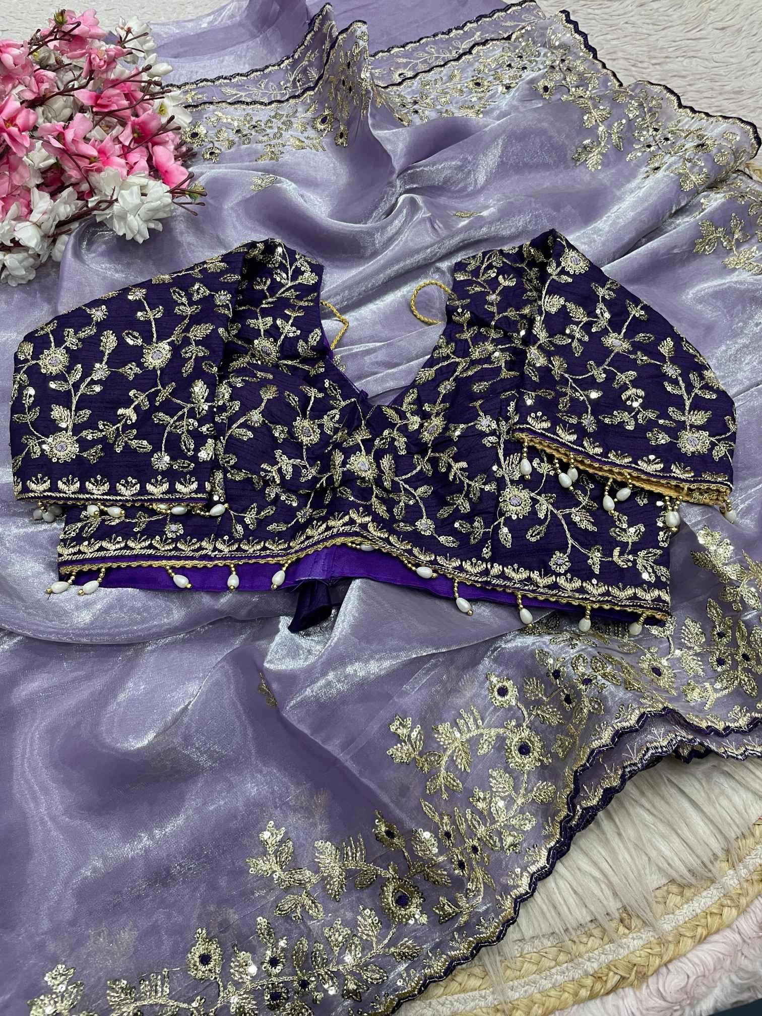 Satin Sequence Saree