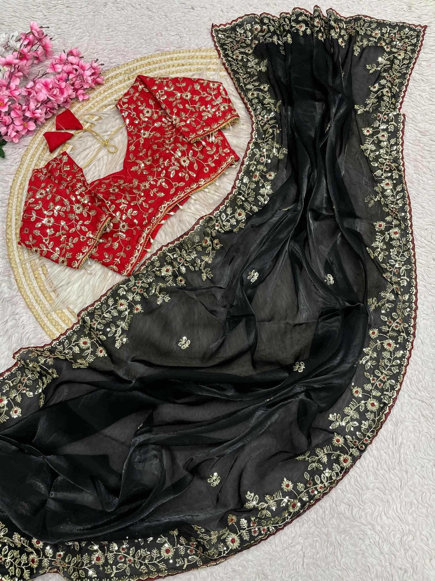 Satin Sequence Saree