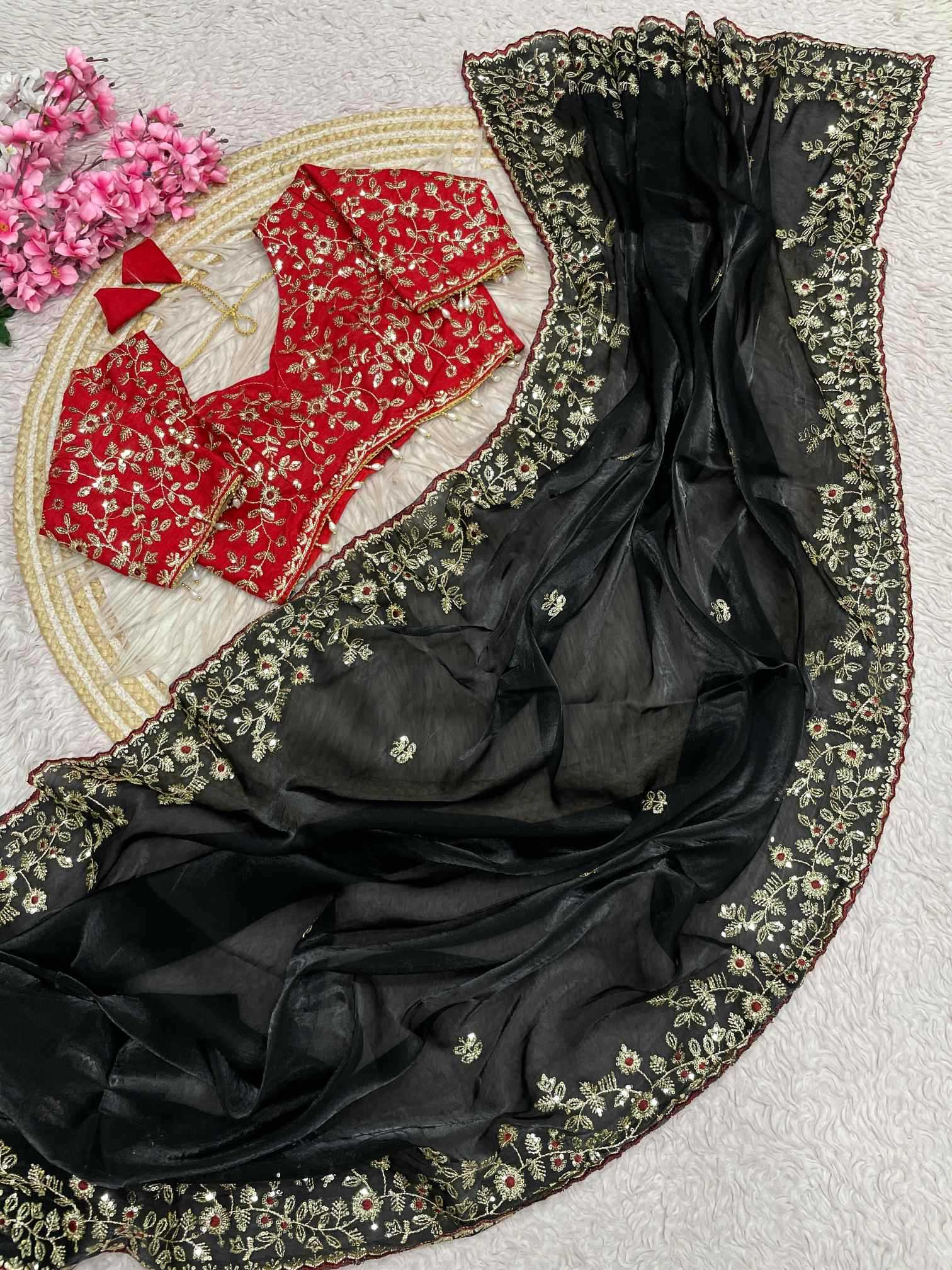 Satin Sequence Saree