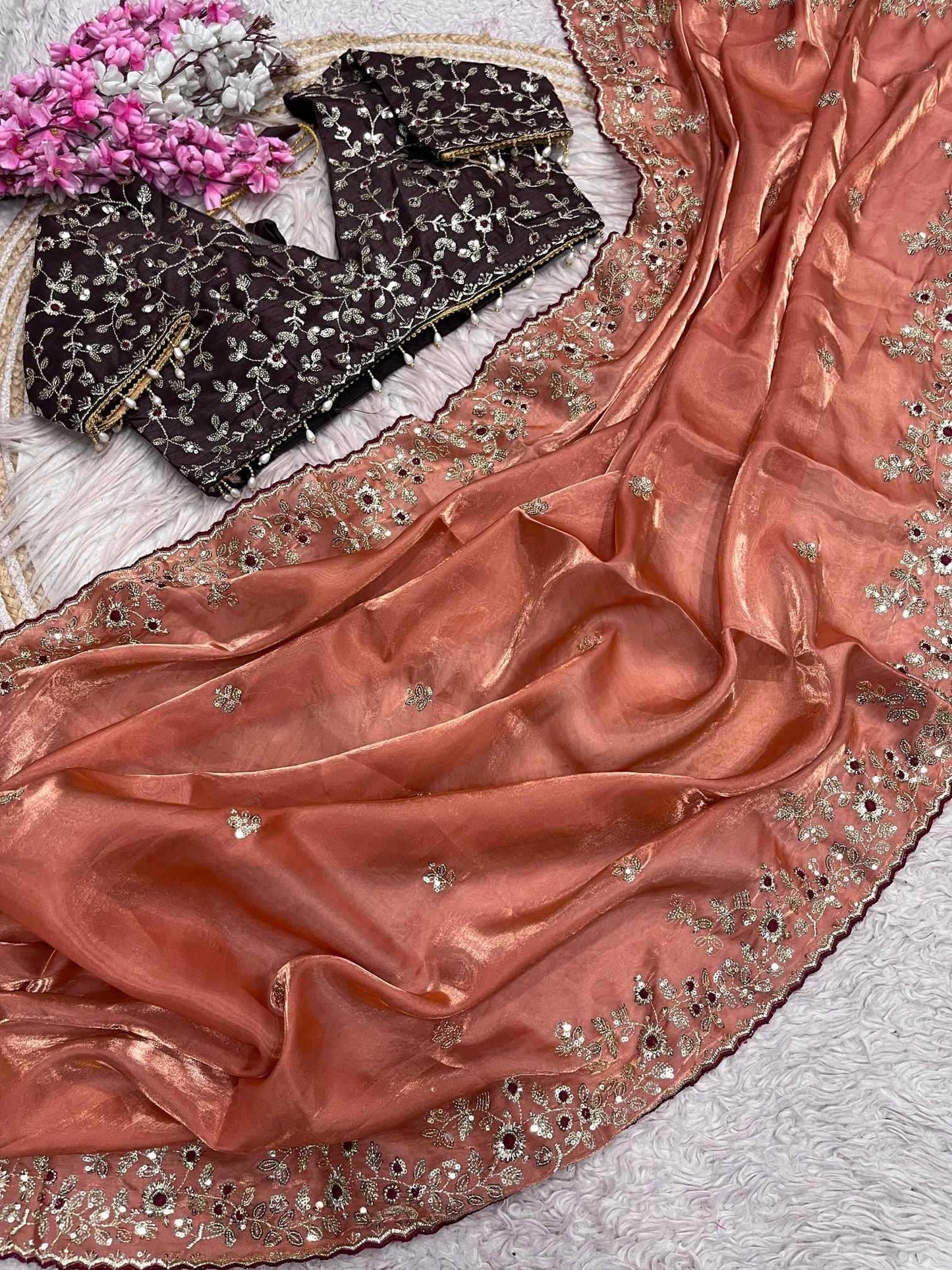 Satin Sequence Saree