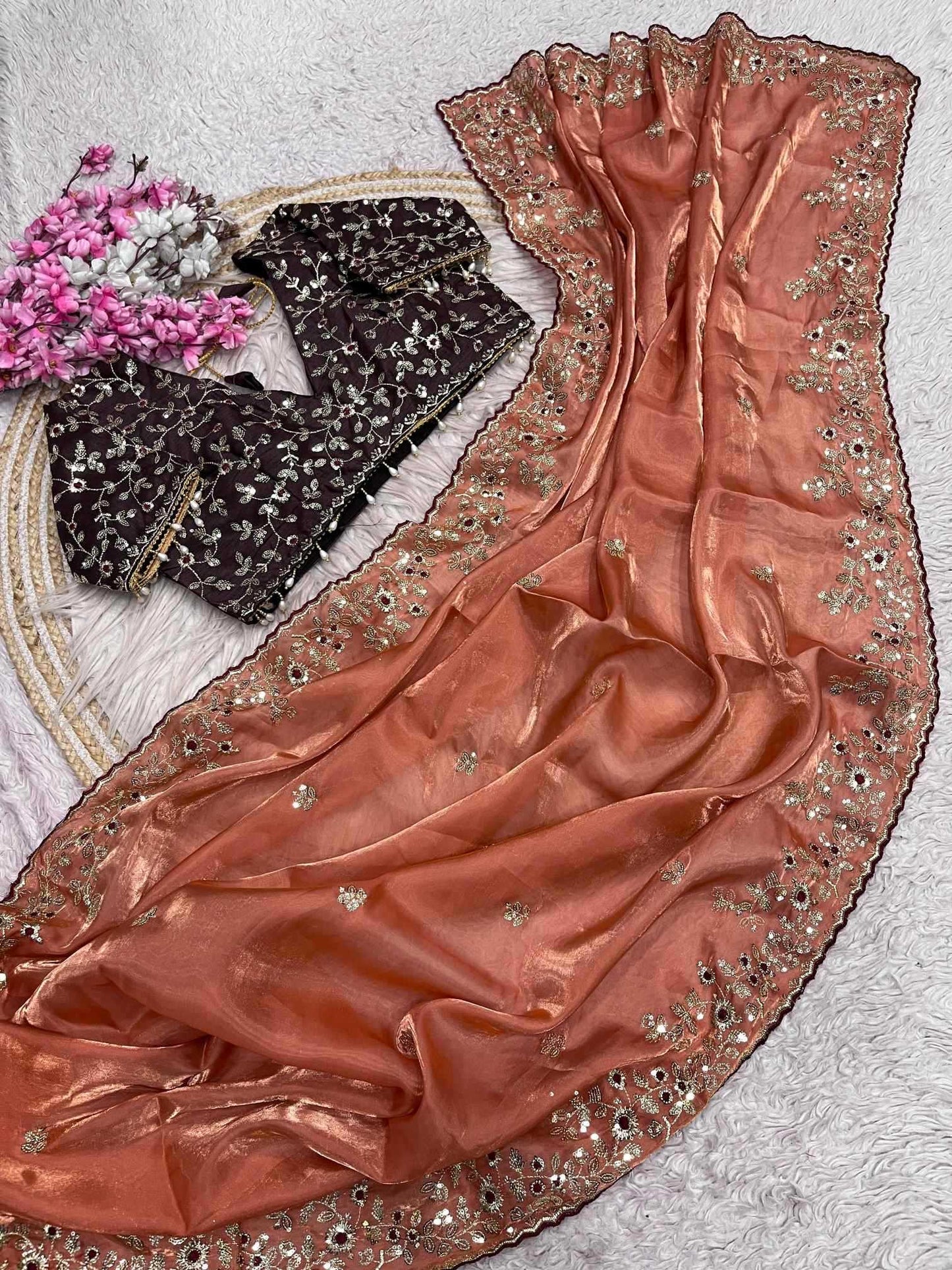 Satin Sequence Saree