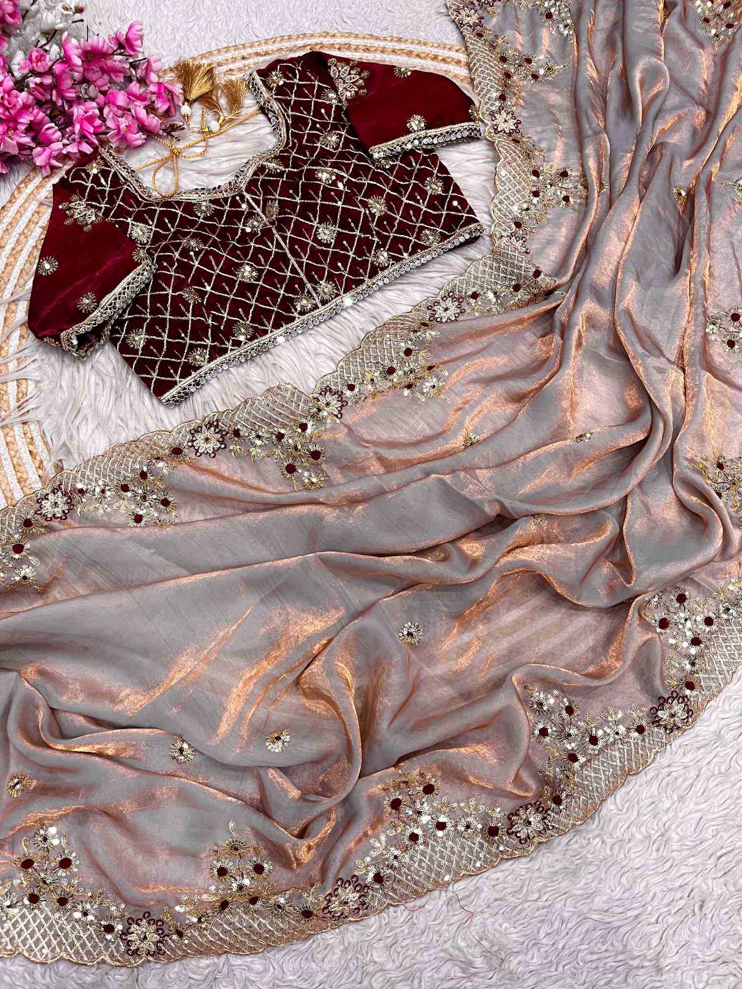 Satin Silk Party Wear Saree