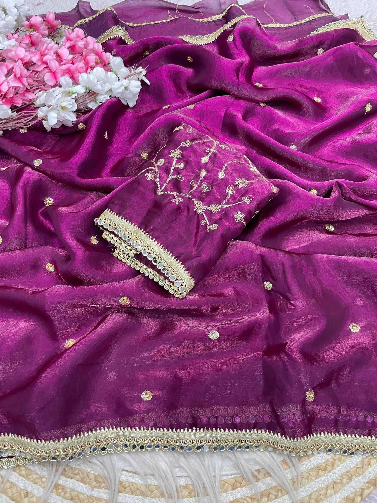Satin Sequence Saree