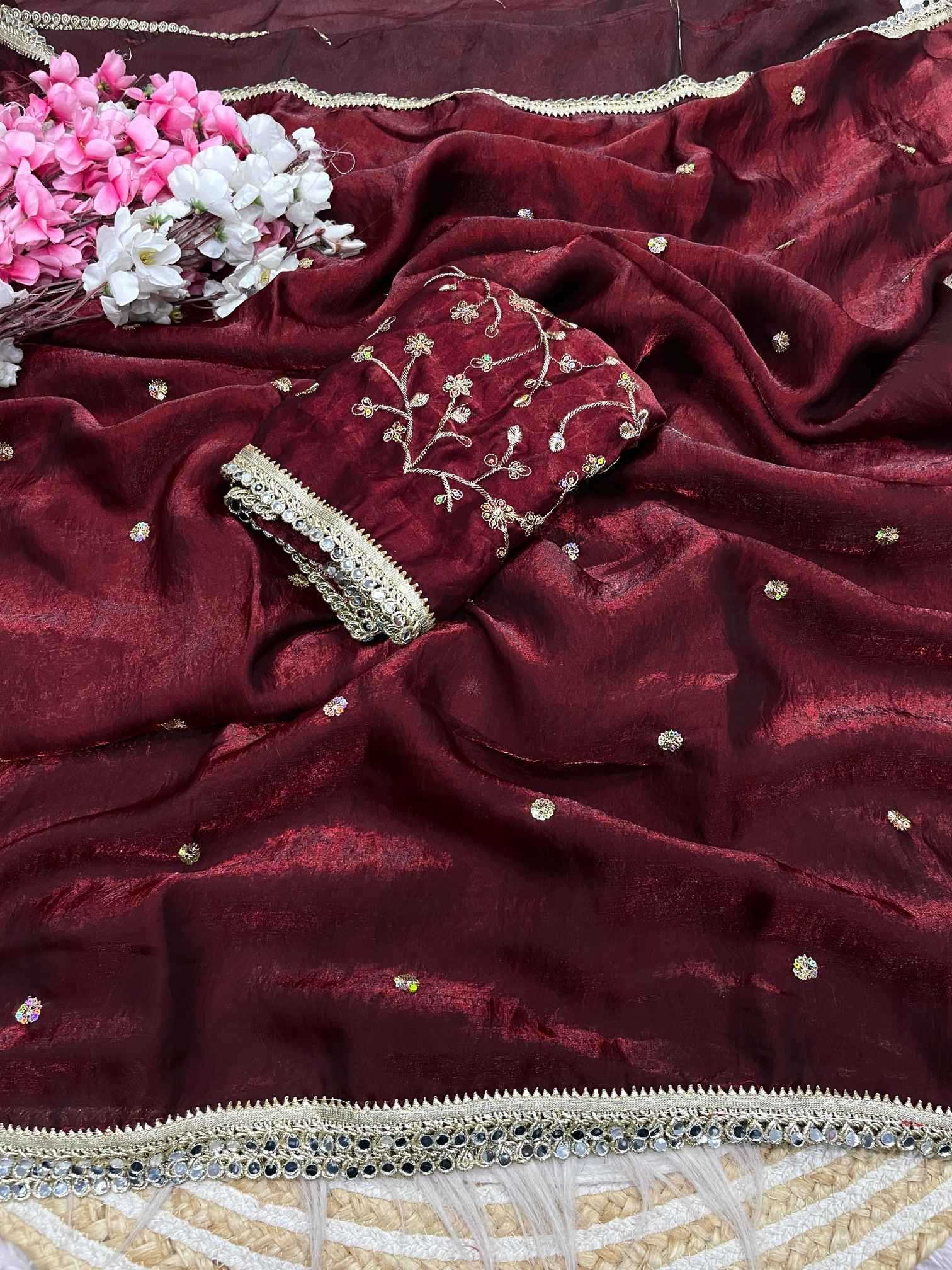 Satin Sequence Saree