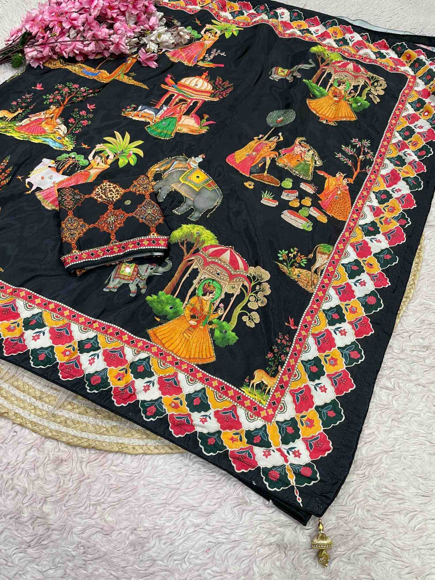 Satin Silk Printed Saree