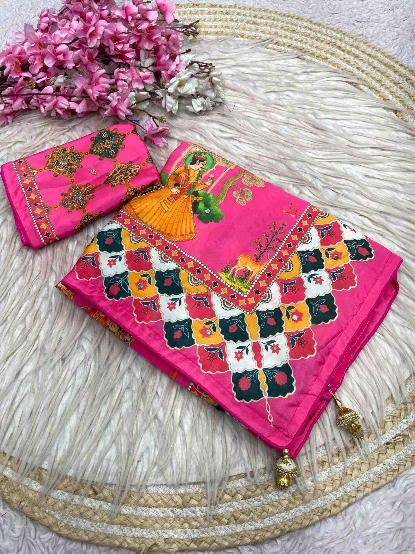 Satin Silk Printed Saree