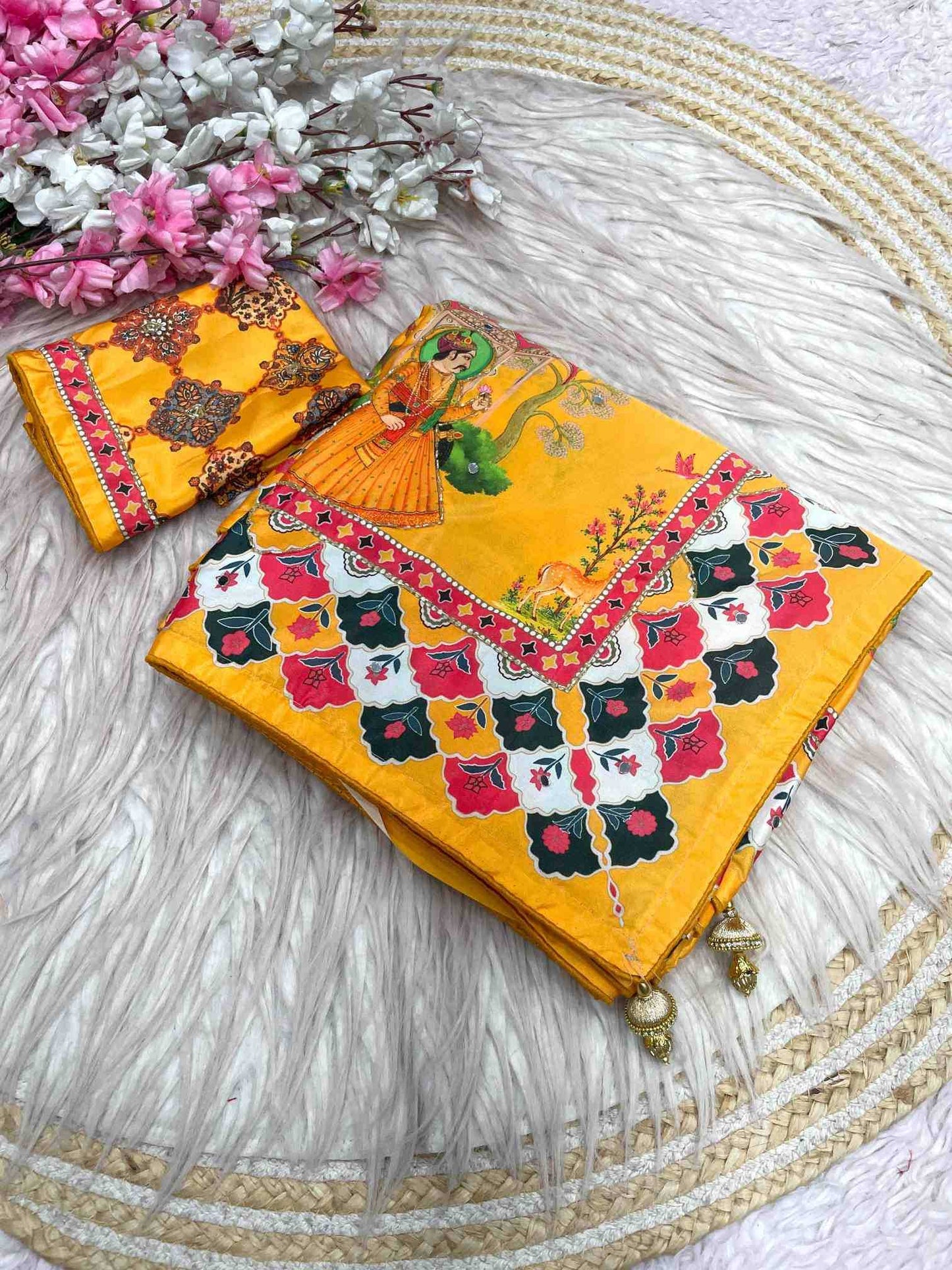 Satin Silk Printed Saree