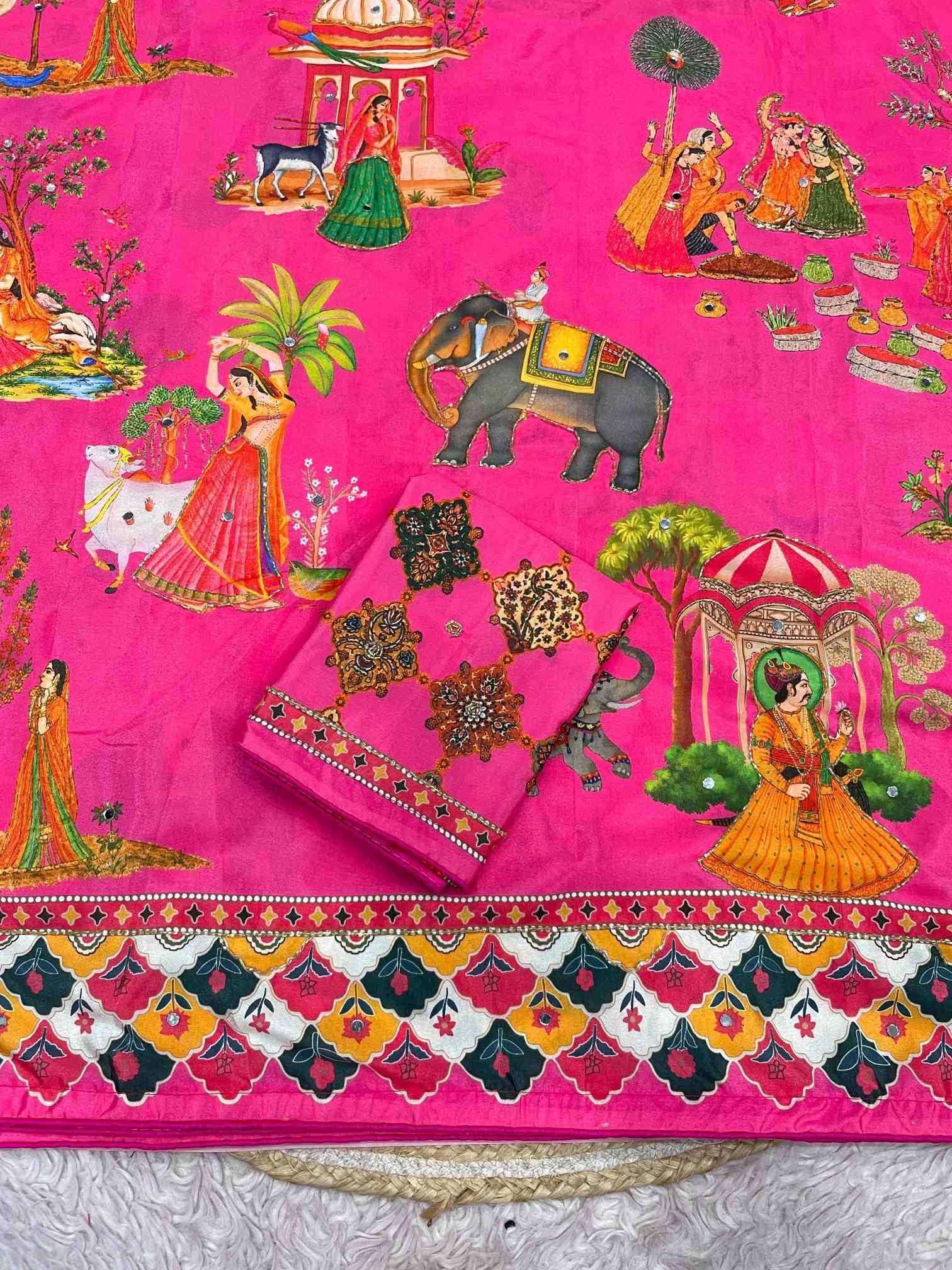 Satin Silk Printed Saree