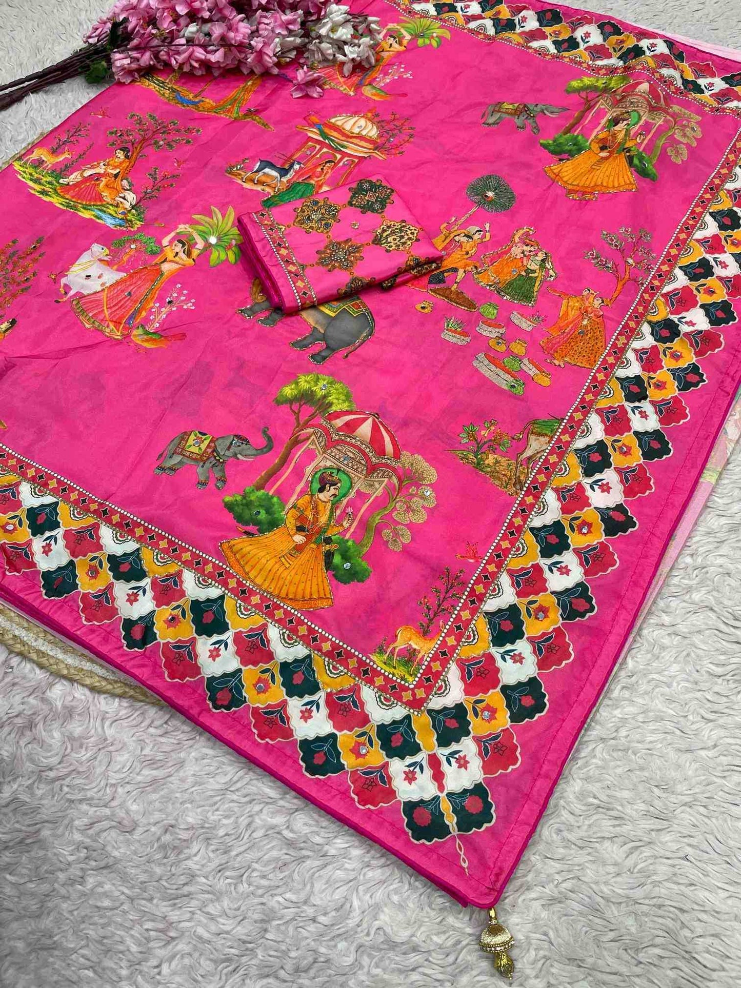 Satin Silk Printed Saree