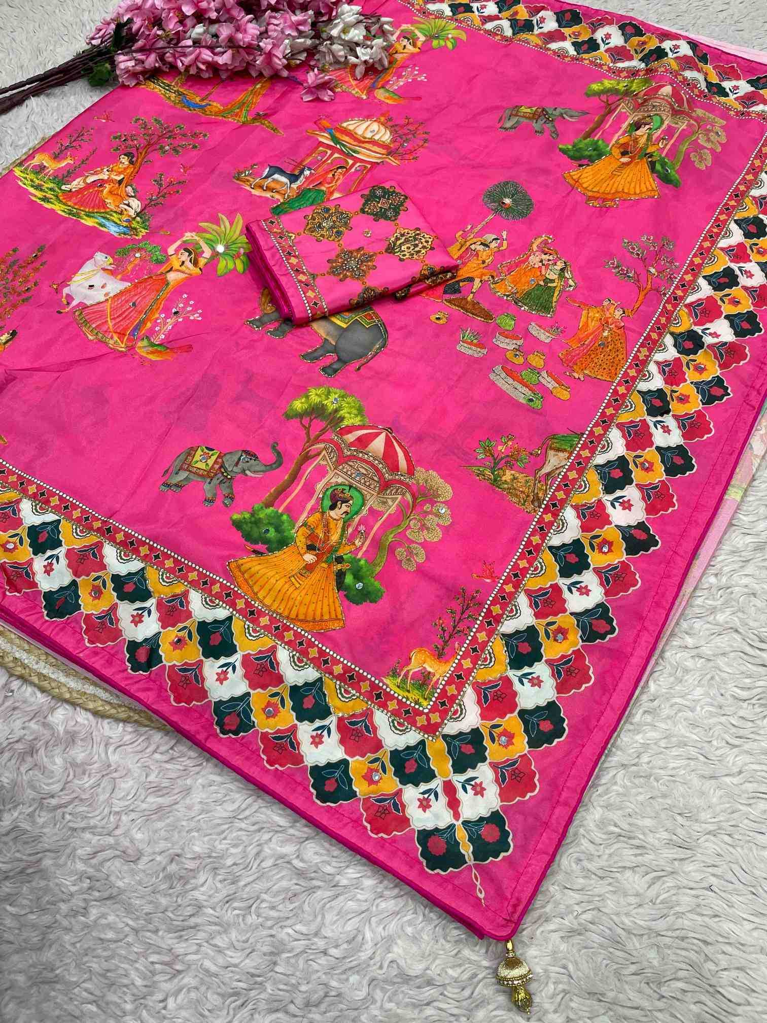 Satin Silk Printed Saree