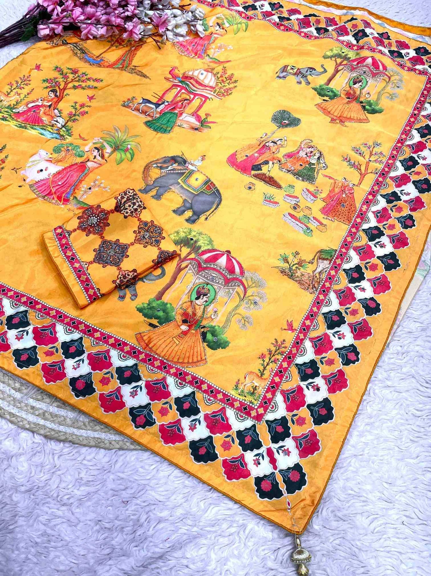 Satin Silk Printed Saree