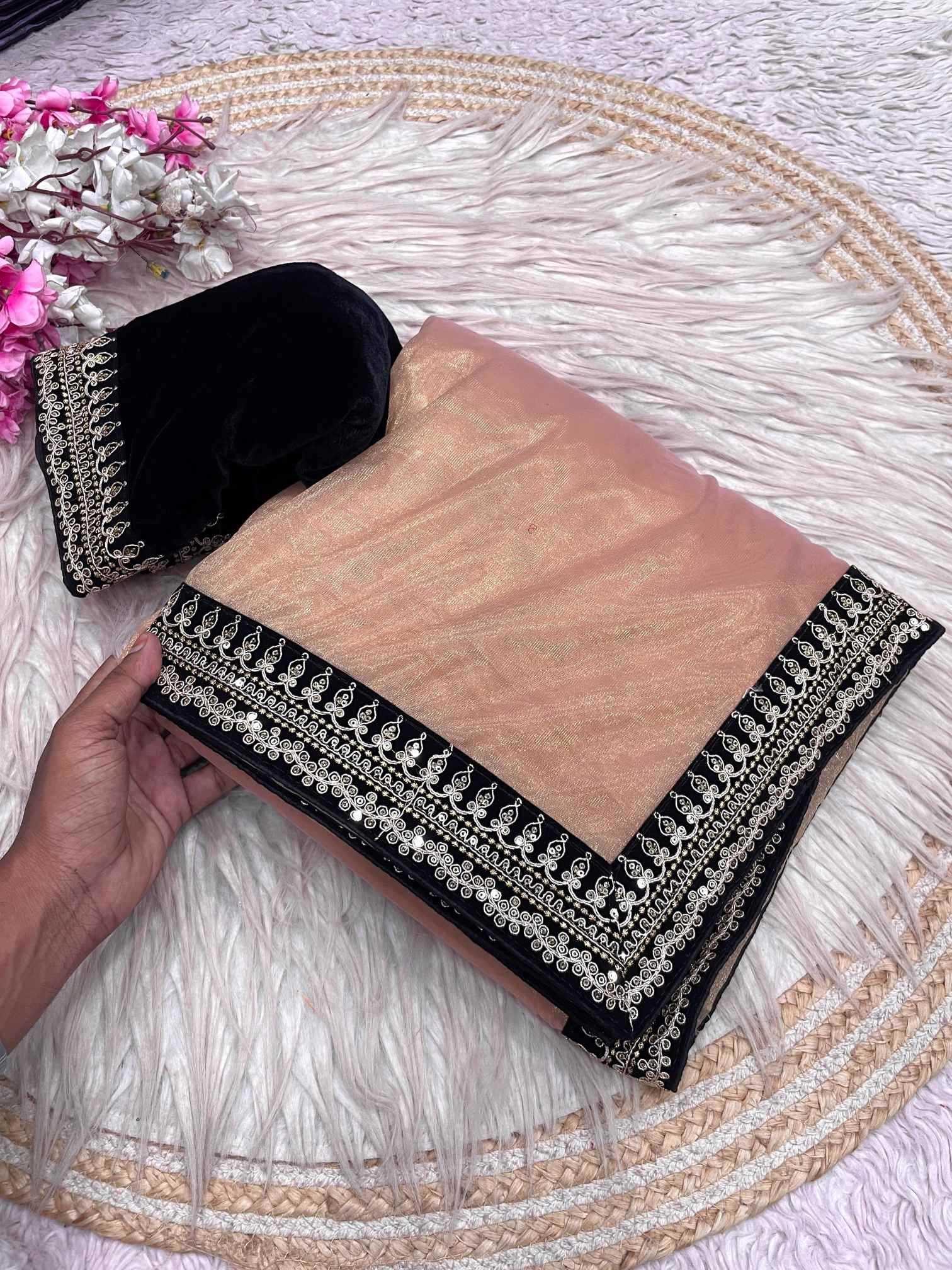 Twill Net Designer Saree
