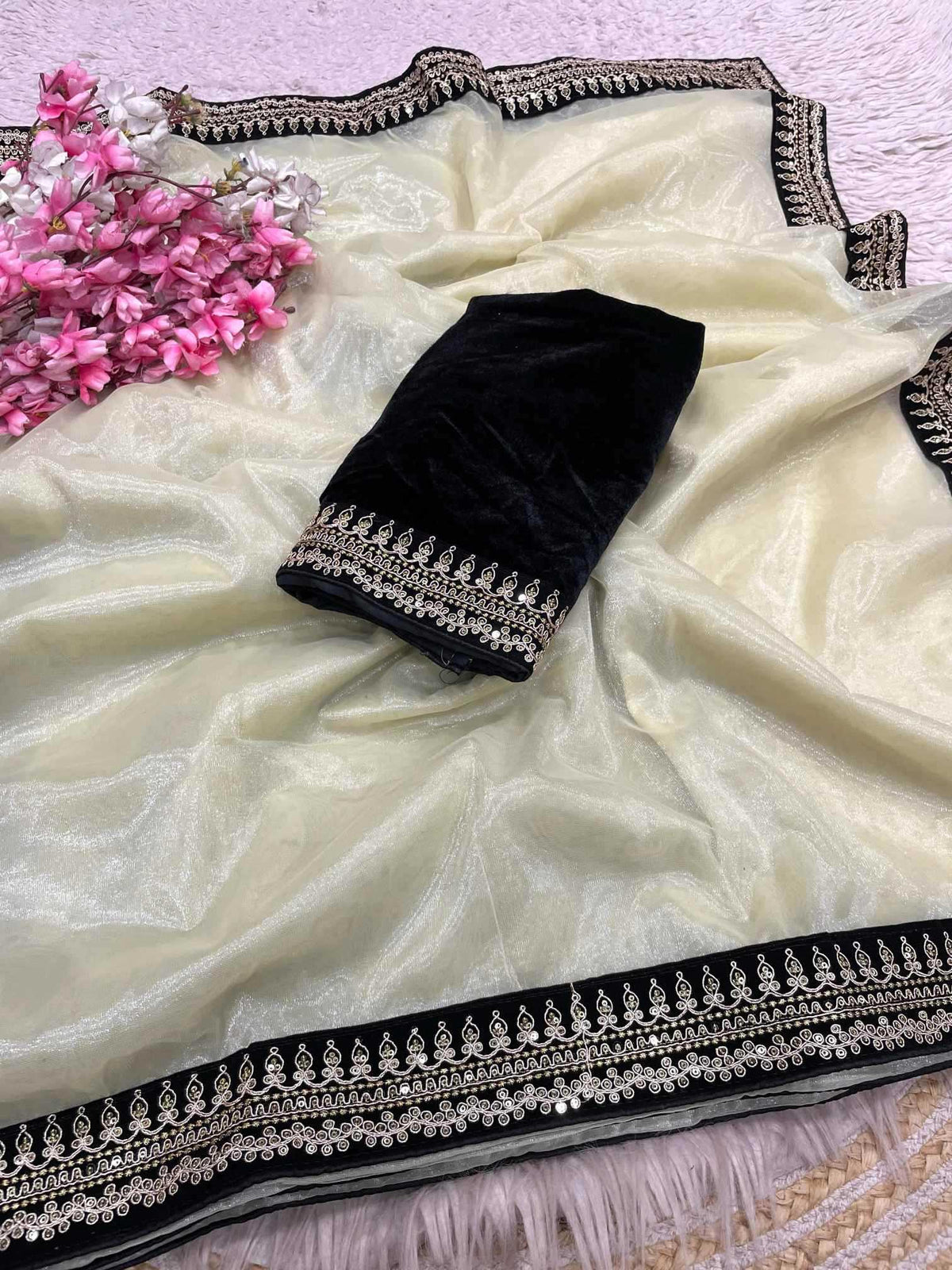 Twill Net Designer Saree
