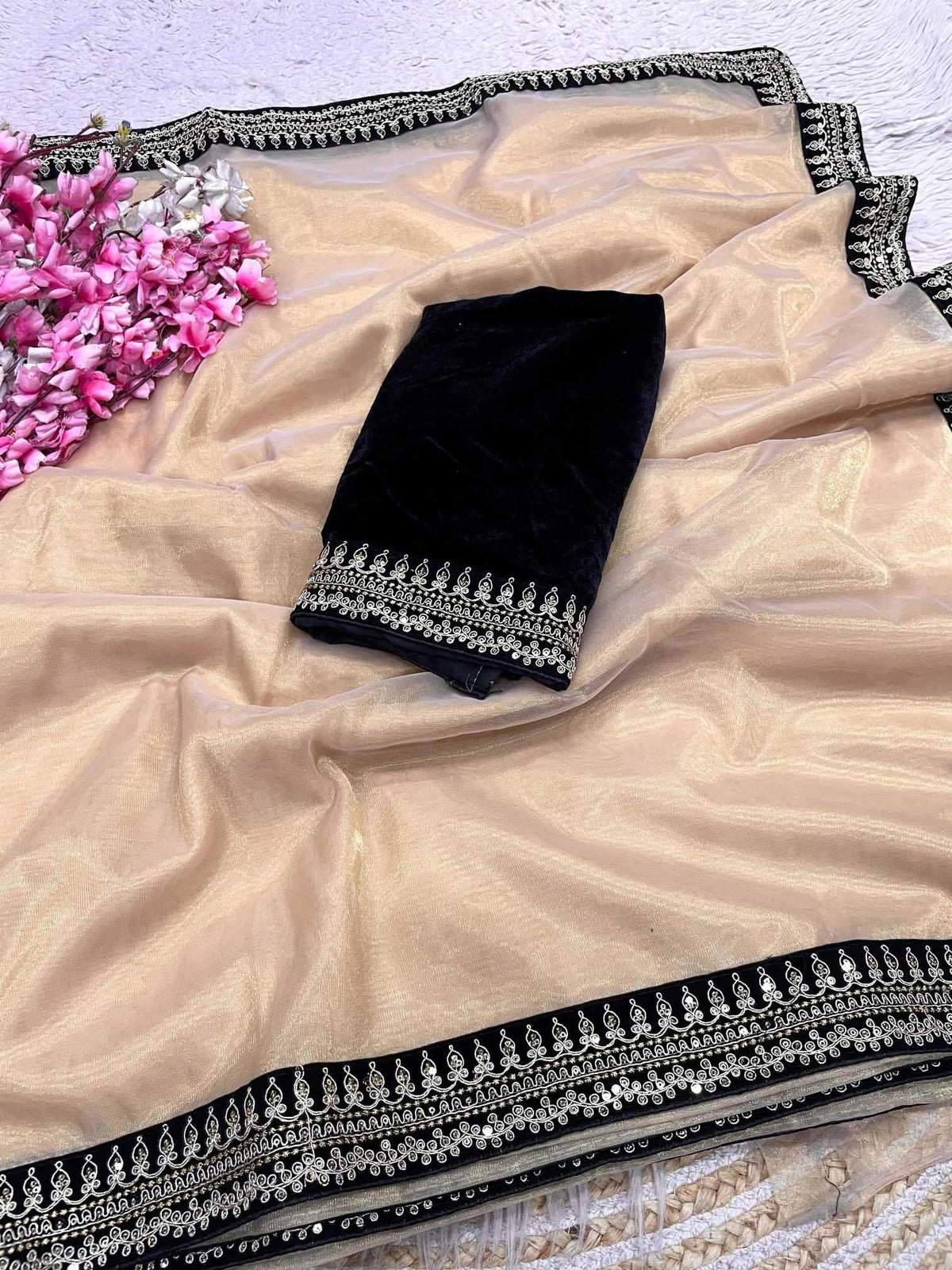 Twill Net Designer Saree