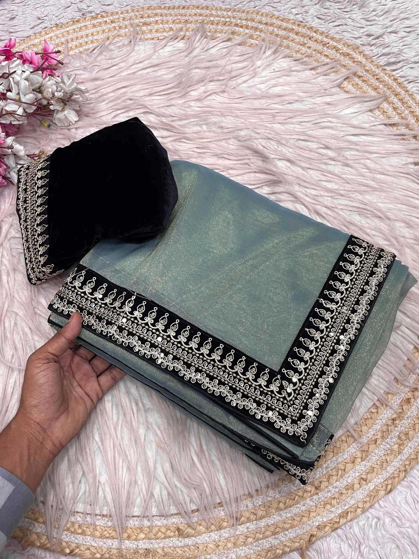 Twill Net Designer Saree