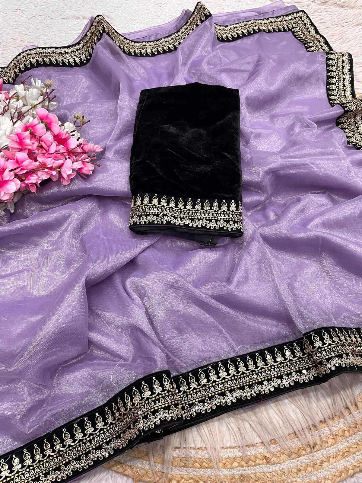 Twill Net Designer Saree
