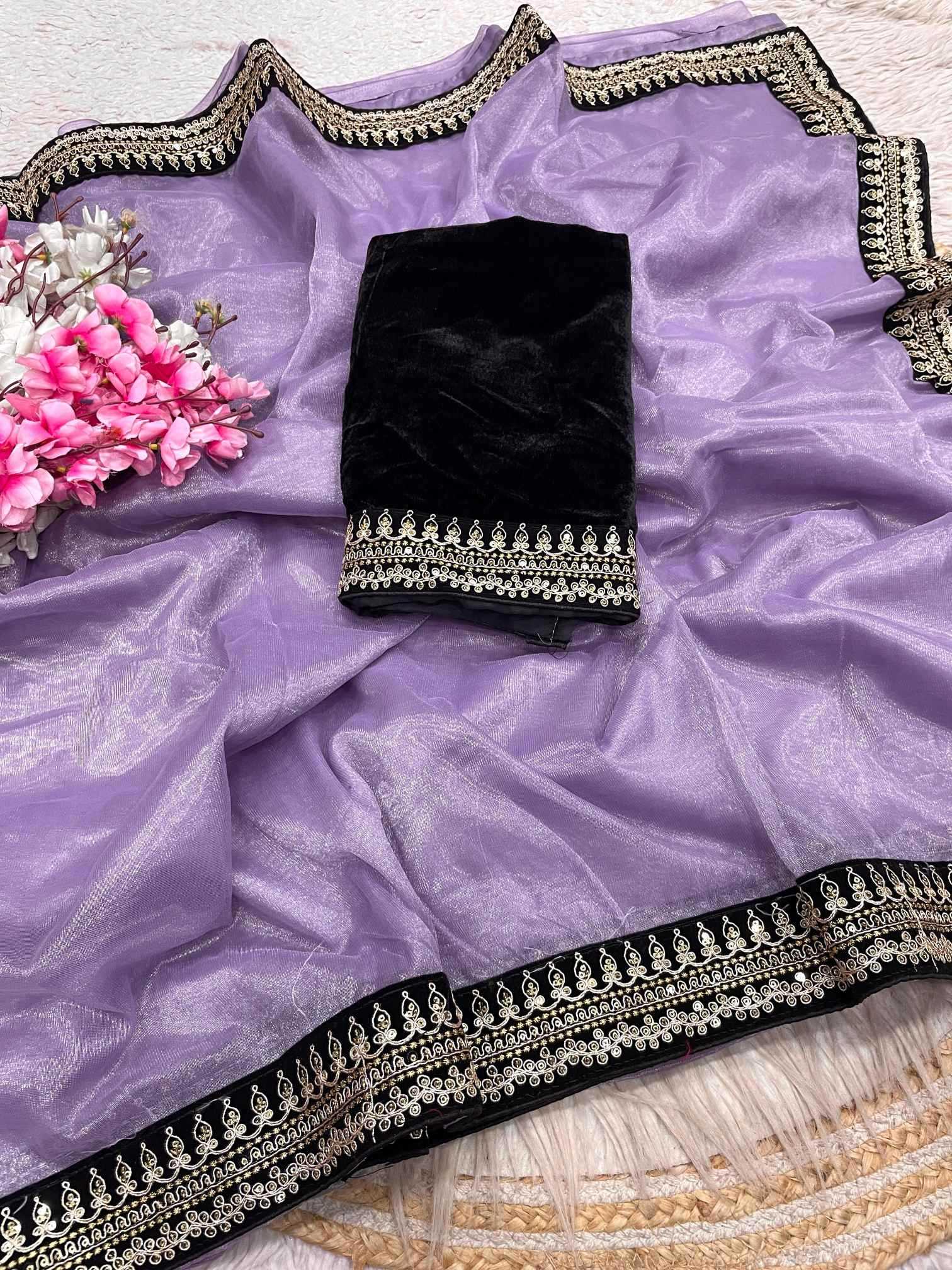 Twill Net Designer Saree