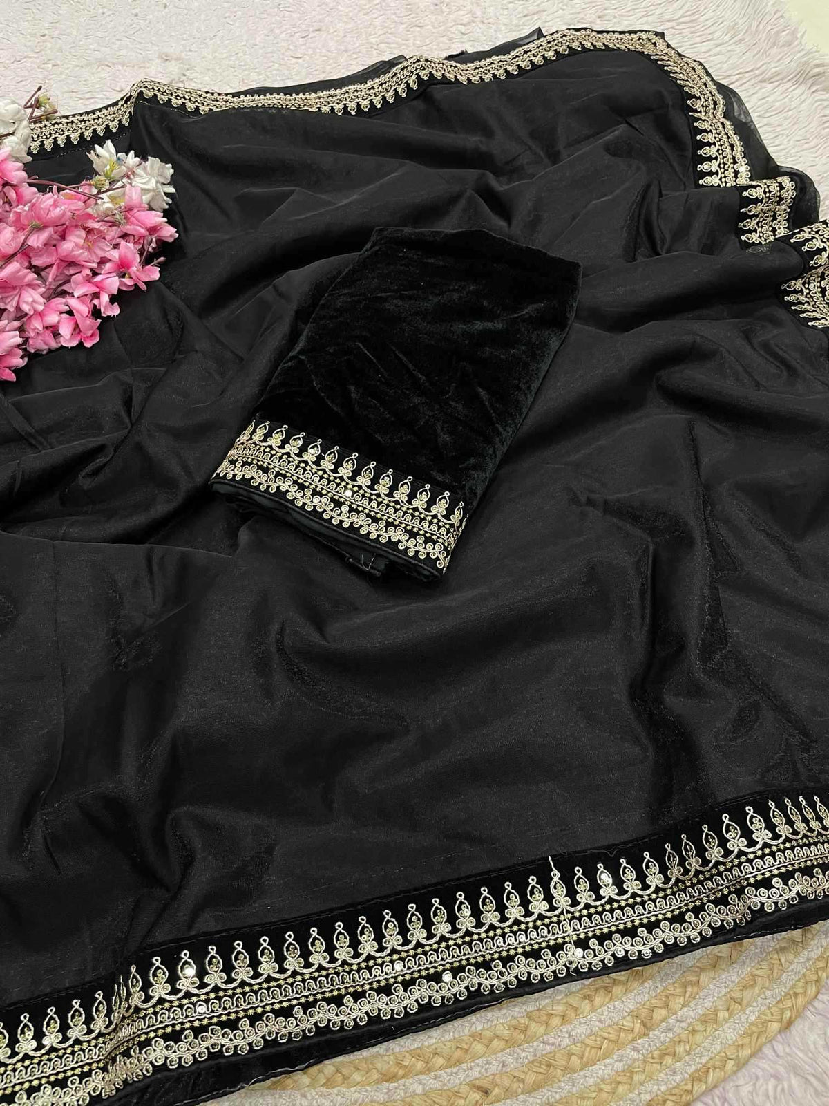 Twill Net Designer Saree