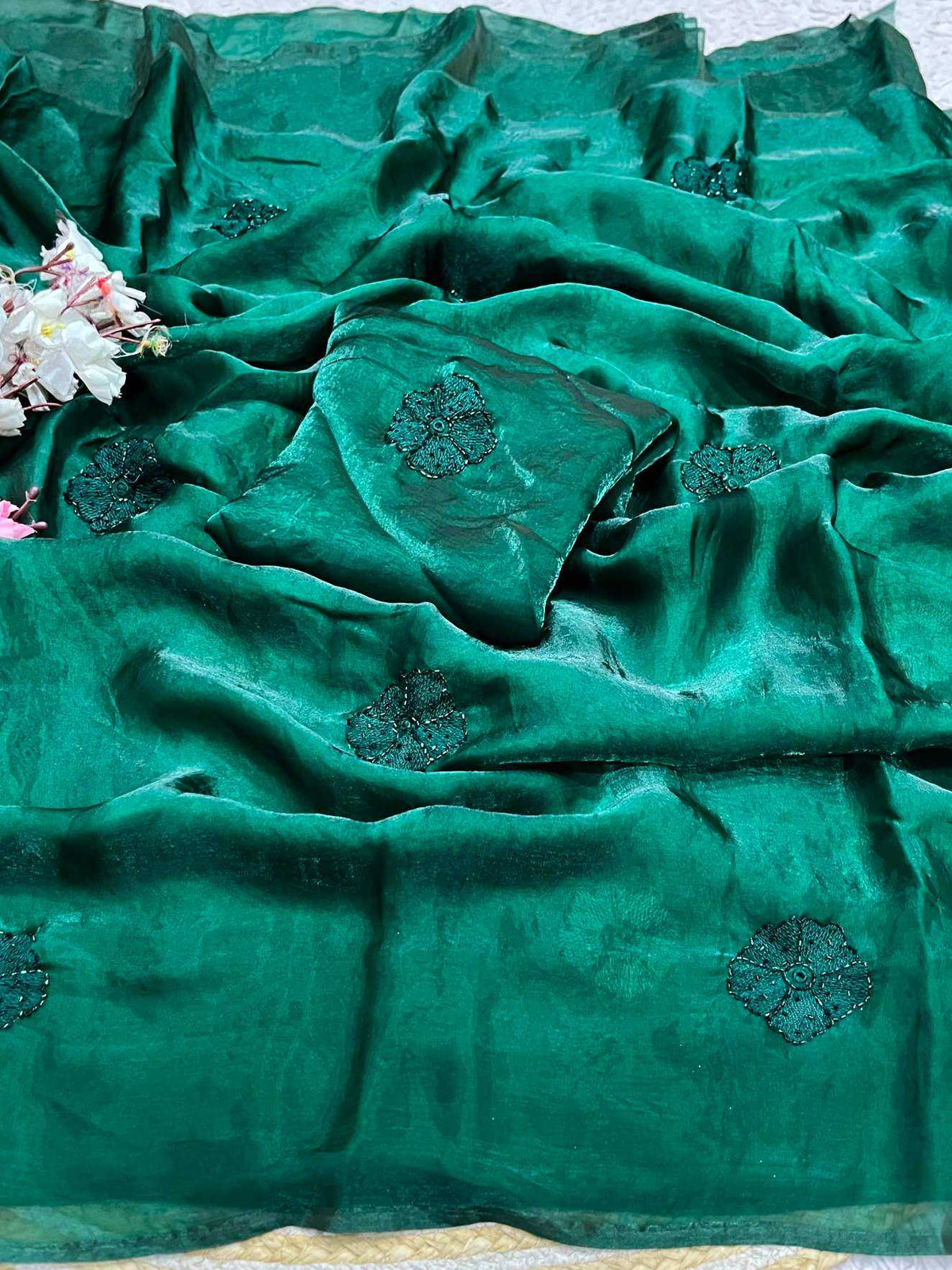 Space Silk Party Wear Saree in Rani