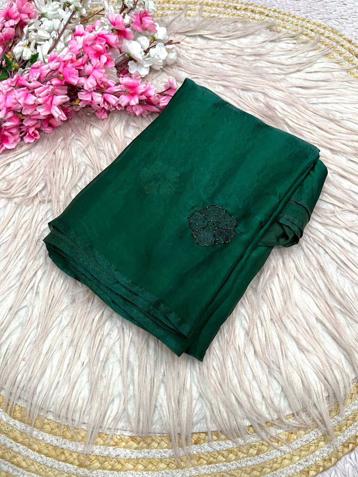 Space Silk Party Wear Saree in Rani