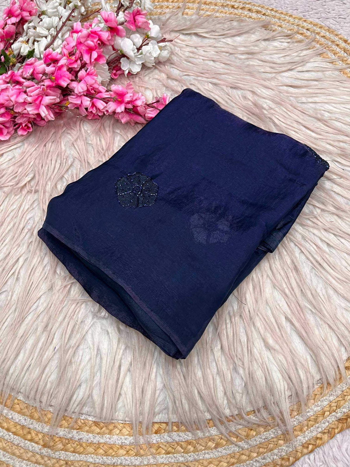 Space Silk Party Wear Saree in Rani
