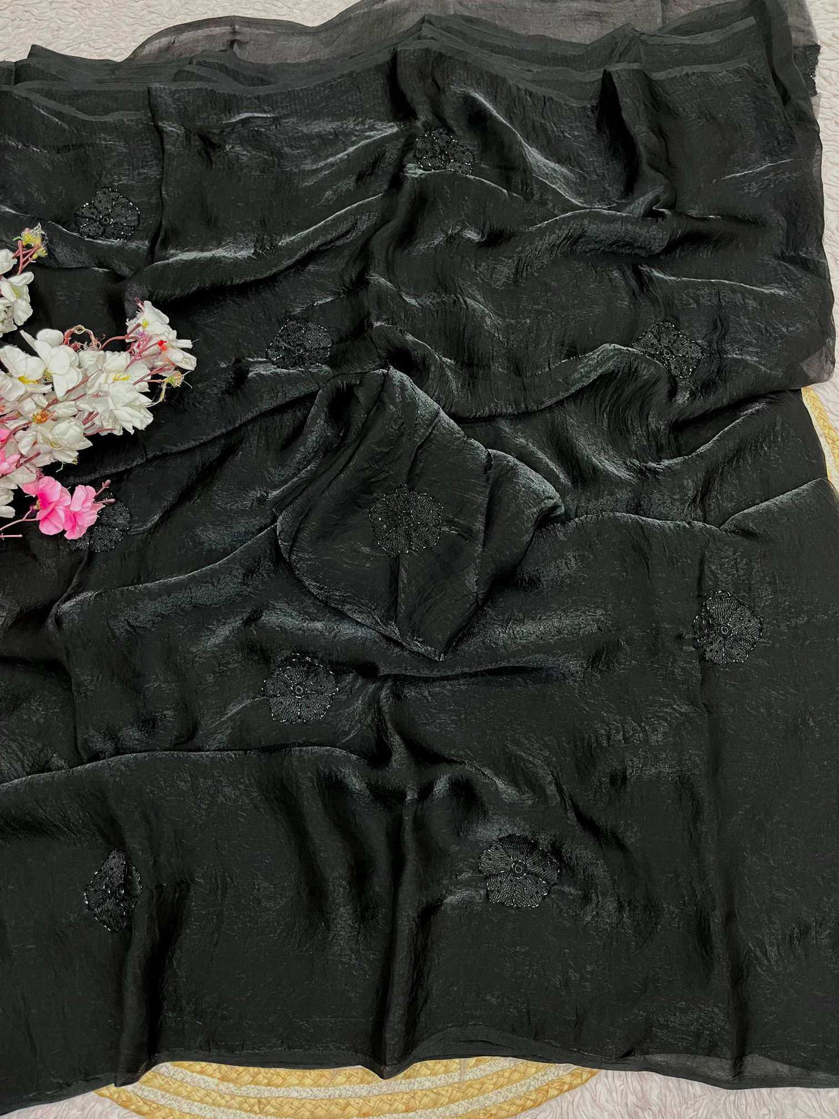 Space Silk Party Wear Saree in Rani