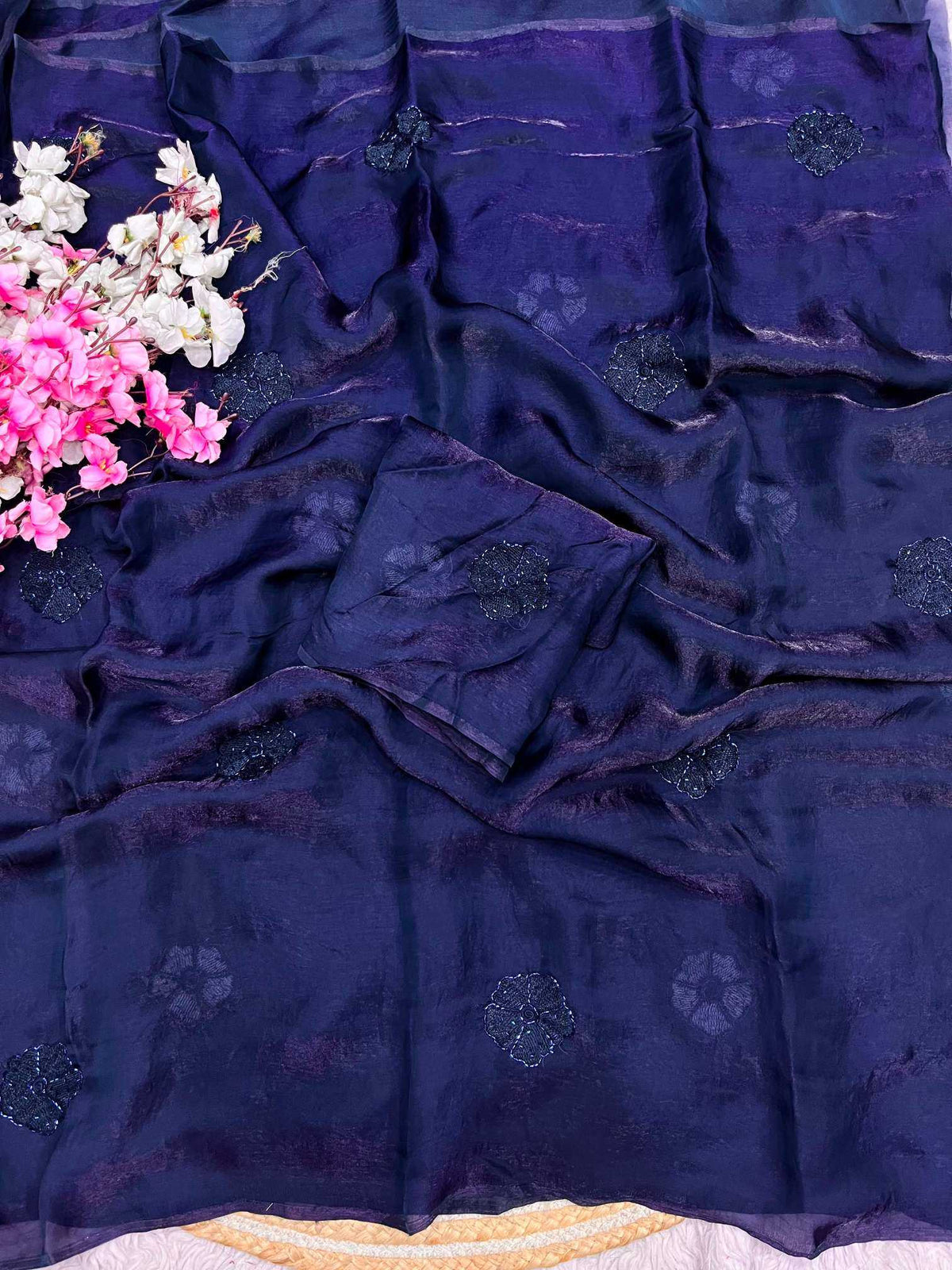 Space Silk Party Wear Saree in Rani