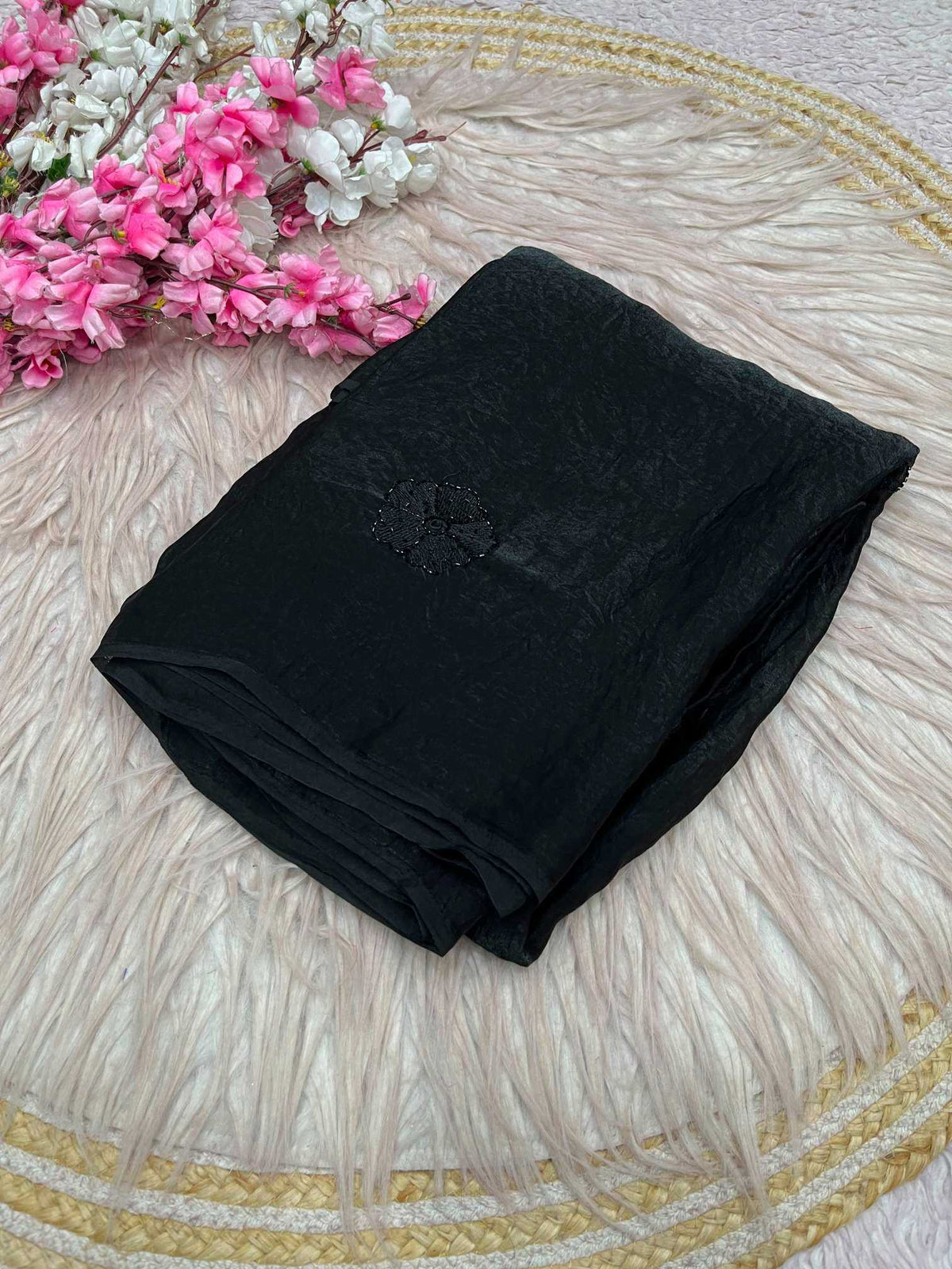 Space Silk Party Wear Saree in Rani