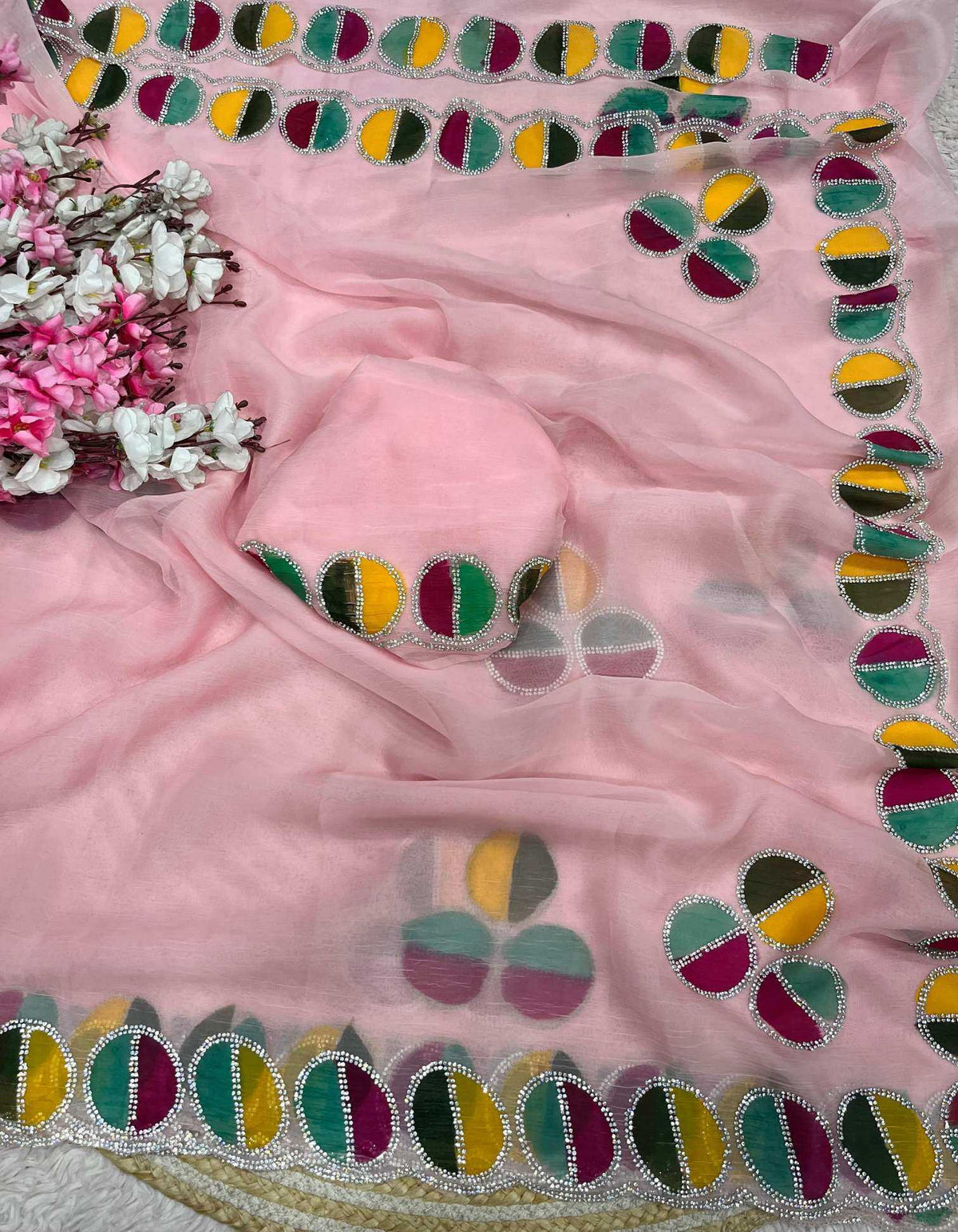Chiffon Designer Saree in Lavender