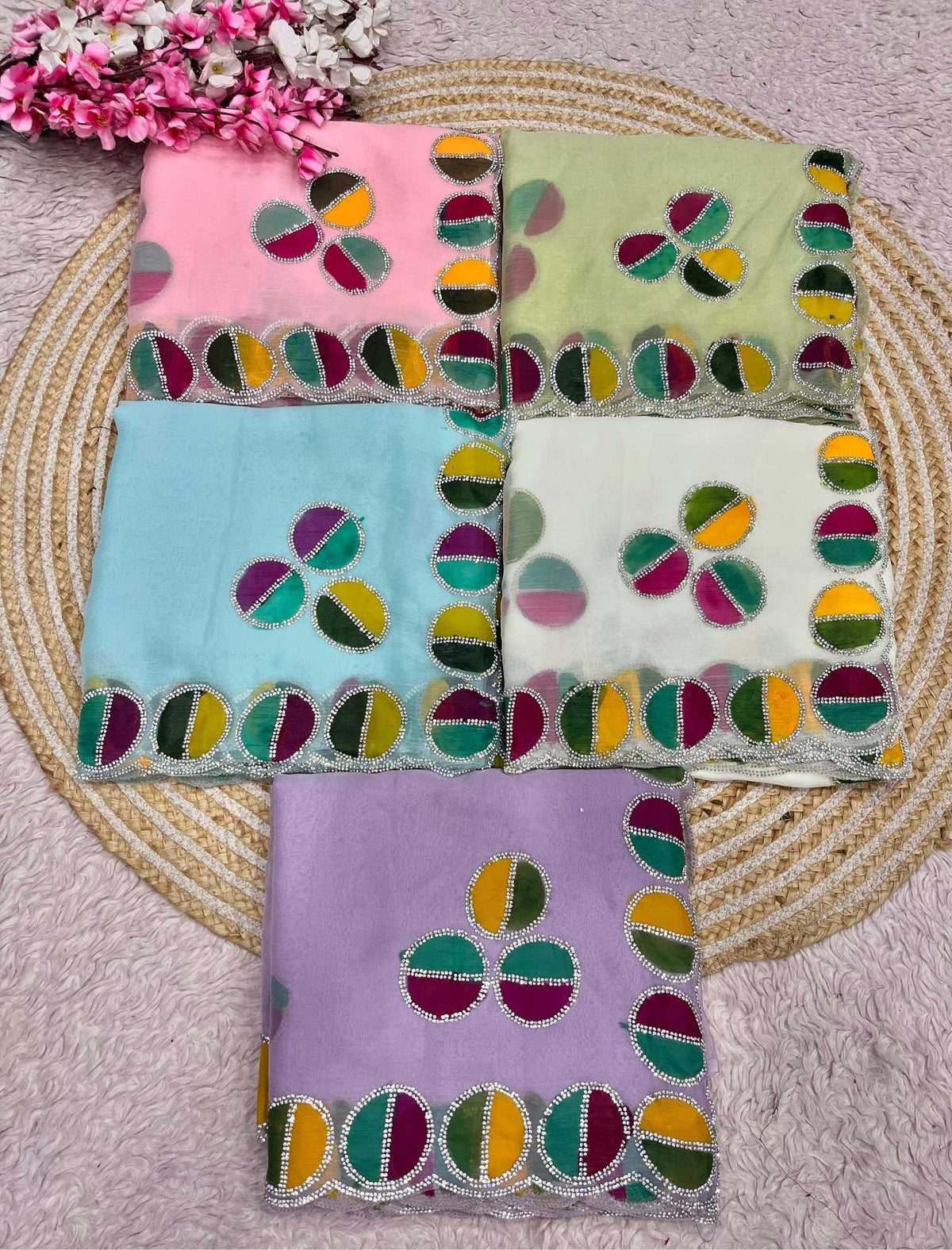 Chiffon Designer Saree in Lavender