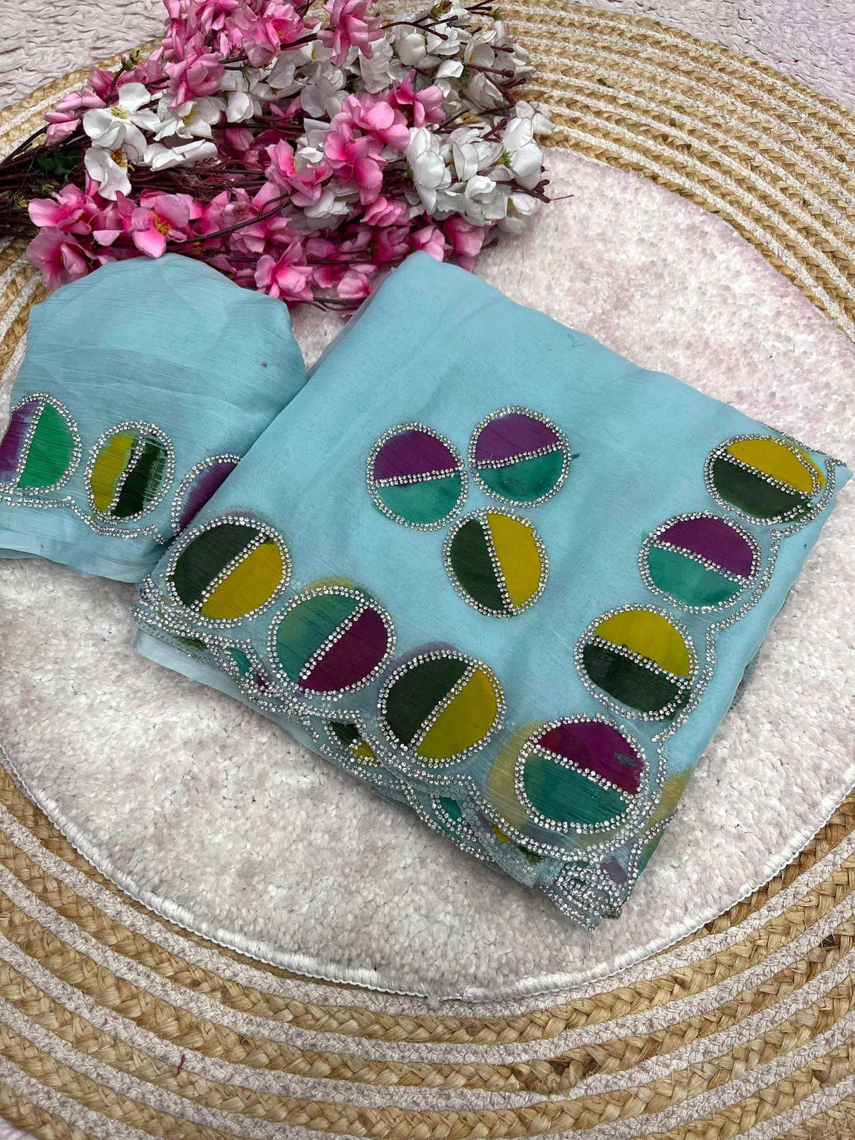 Chiffon Designer Saree in Lavender