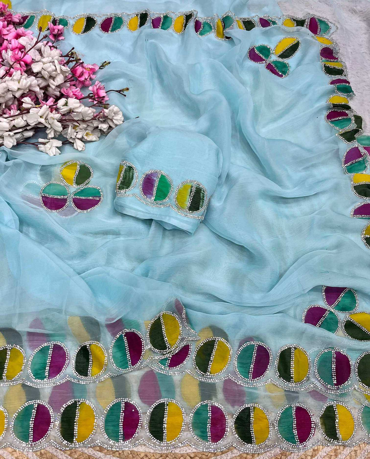 Chiffon Designer Saree in Lavender