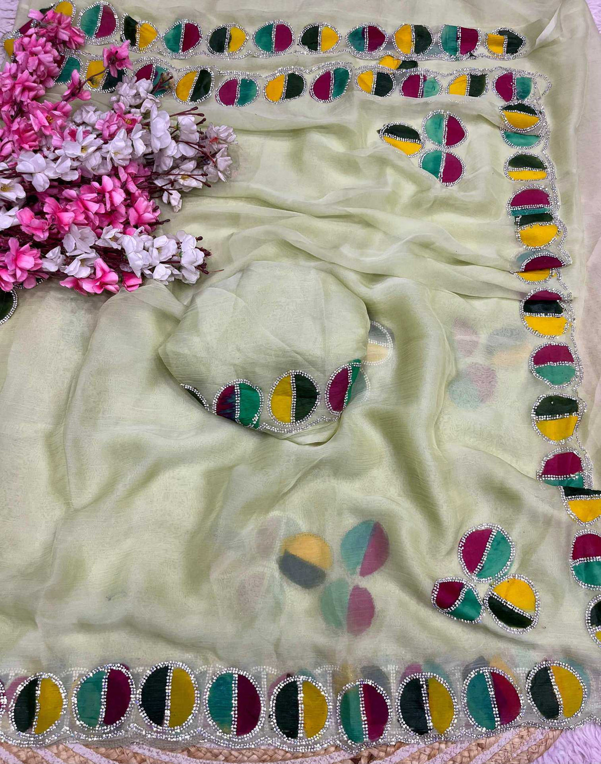 Chiffon Designer Saree in Lavender