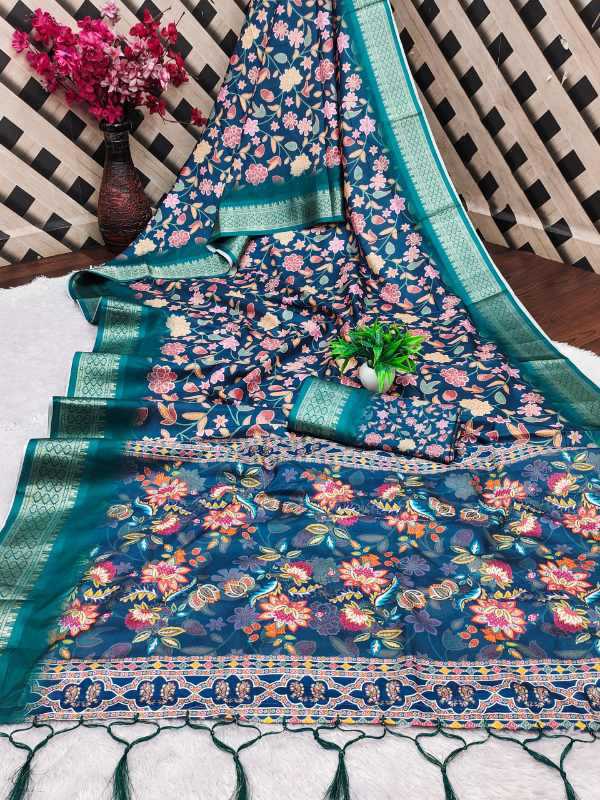Axali Cotton Fancy Saree in Blue