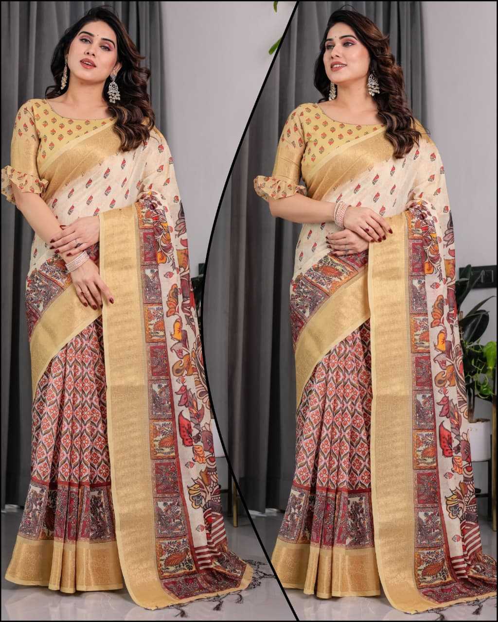 Digital Zari Silk Printed Saree