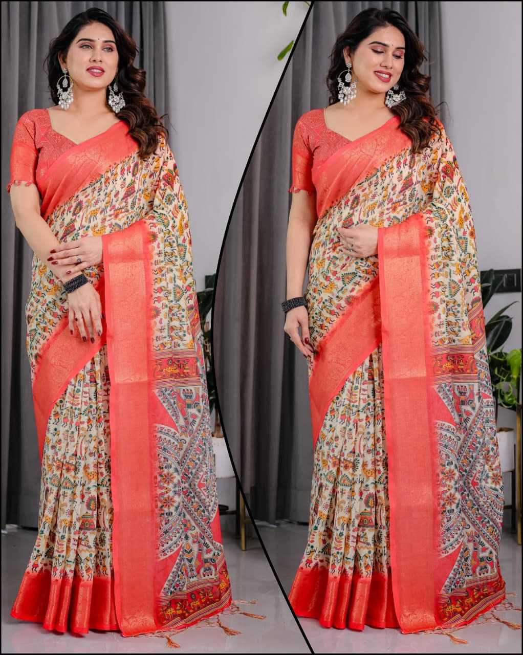 Digital Zari Silk Printed Saree
