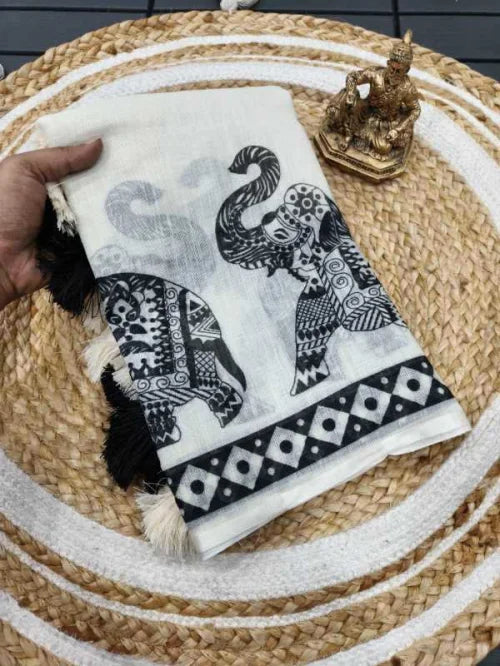 Elephant Cotton Designer Saree