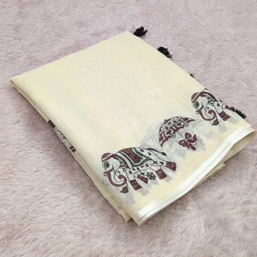 Linen Cotton Designer Saree
