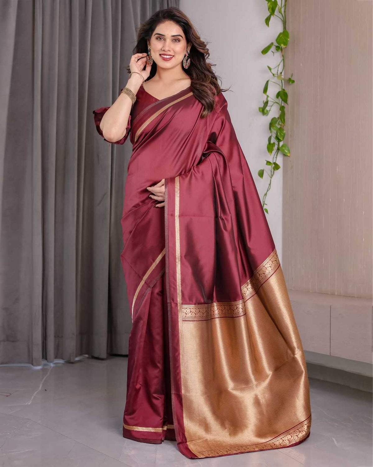 Banarasi Soft Silk Designer Saree in Maroon